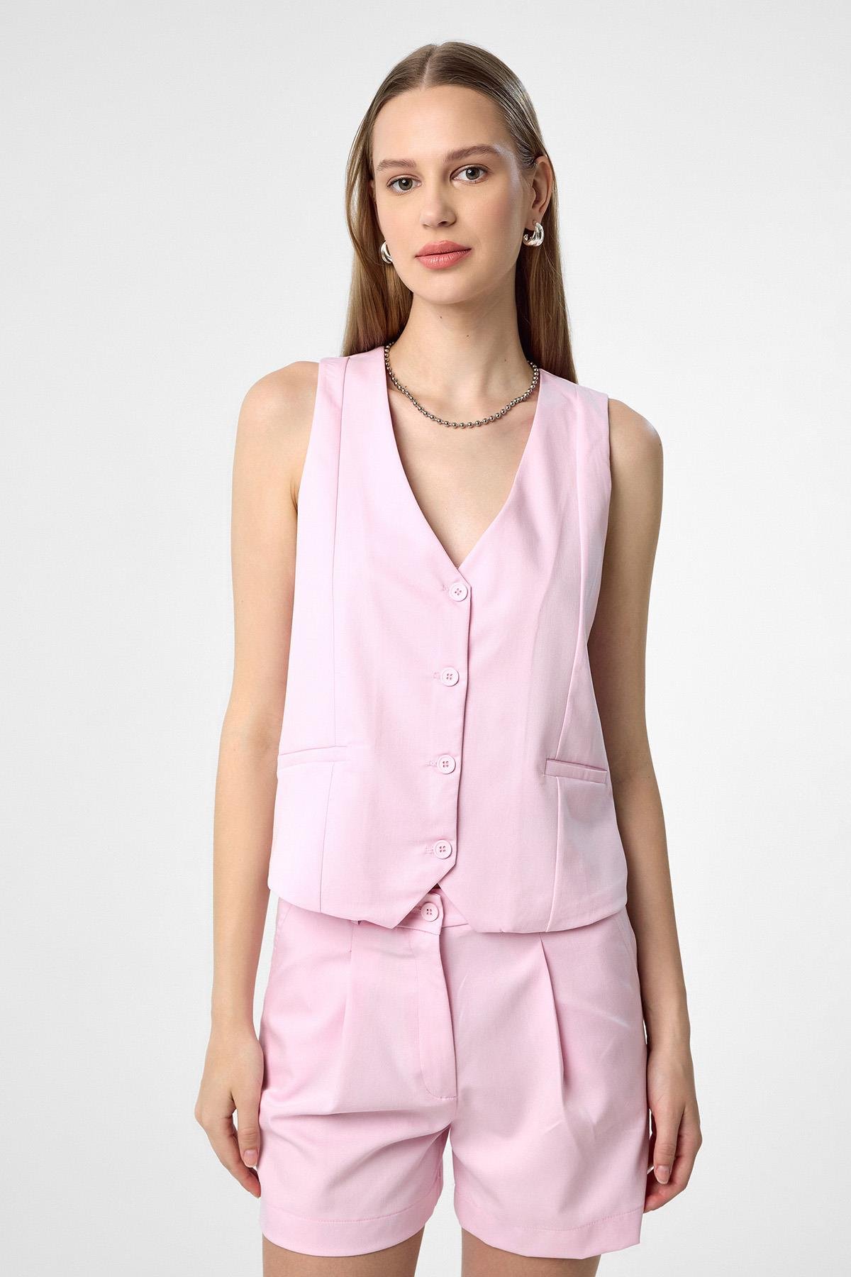 Antioch Pembe Yelek-Şort Kadın Takım