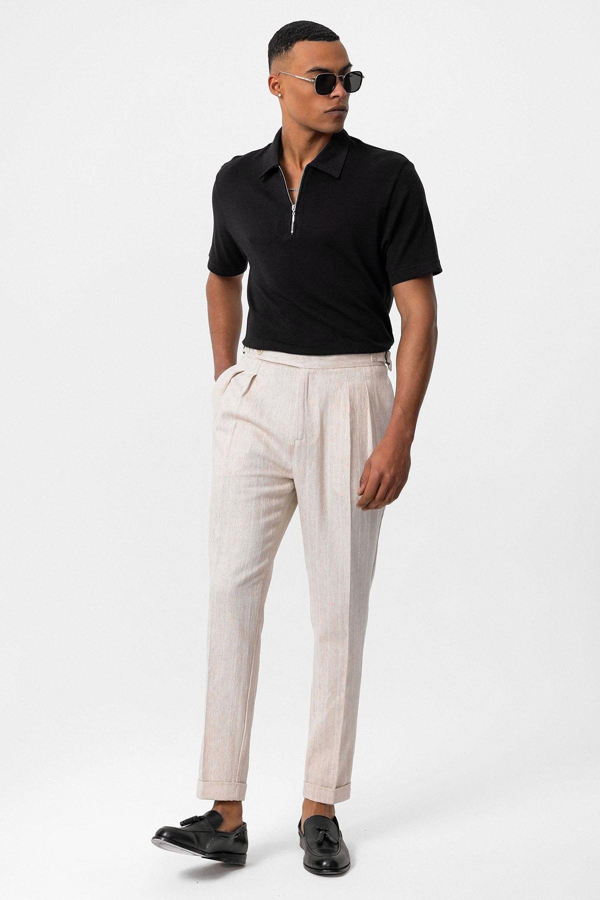 Antioch Siyah Polo Yaka Fermuarlı Erkek T-Shirt