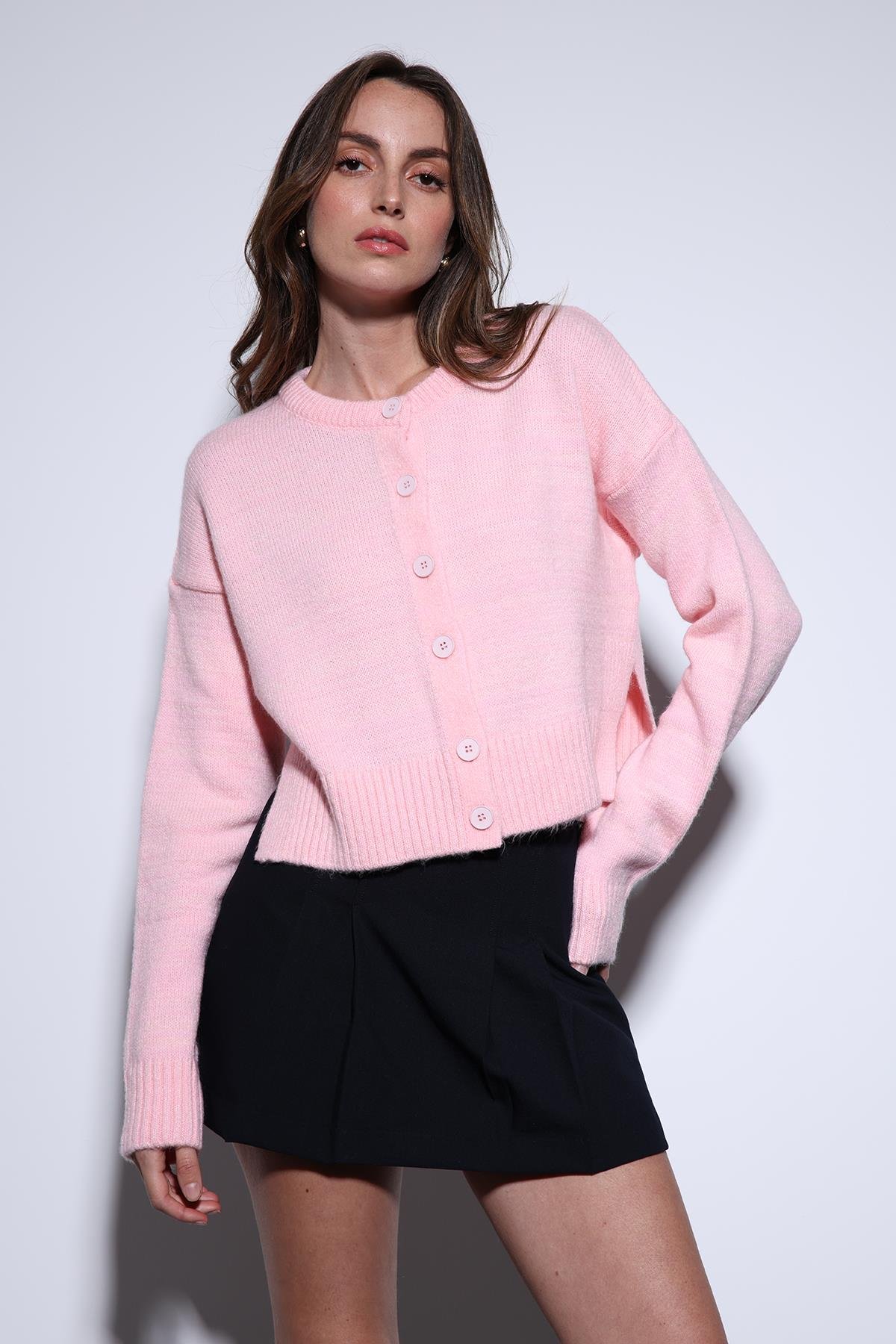 Antioch Pudra Yırtmaçlı Örgü Triko Kadın Kazak