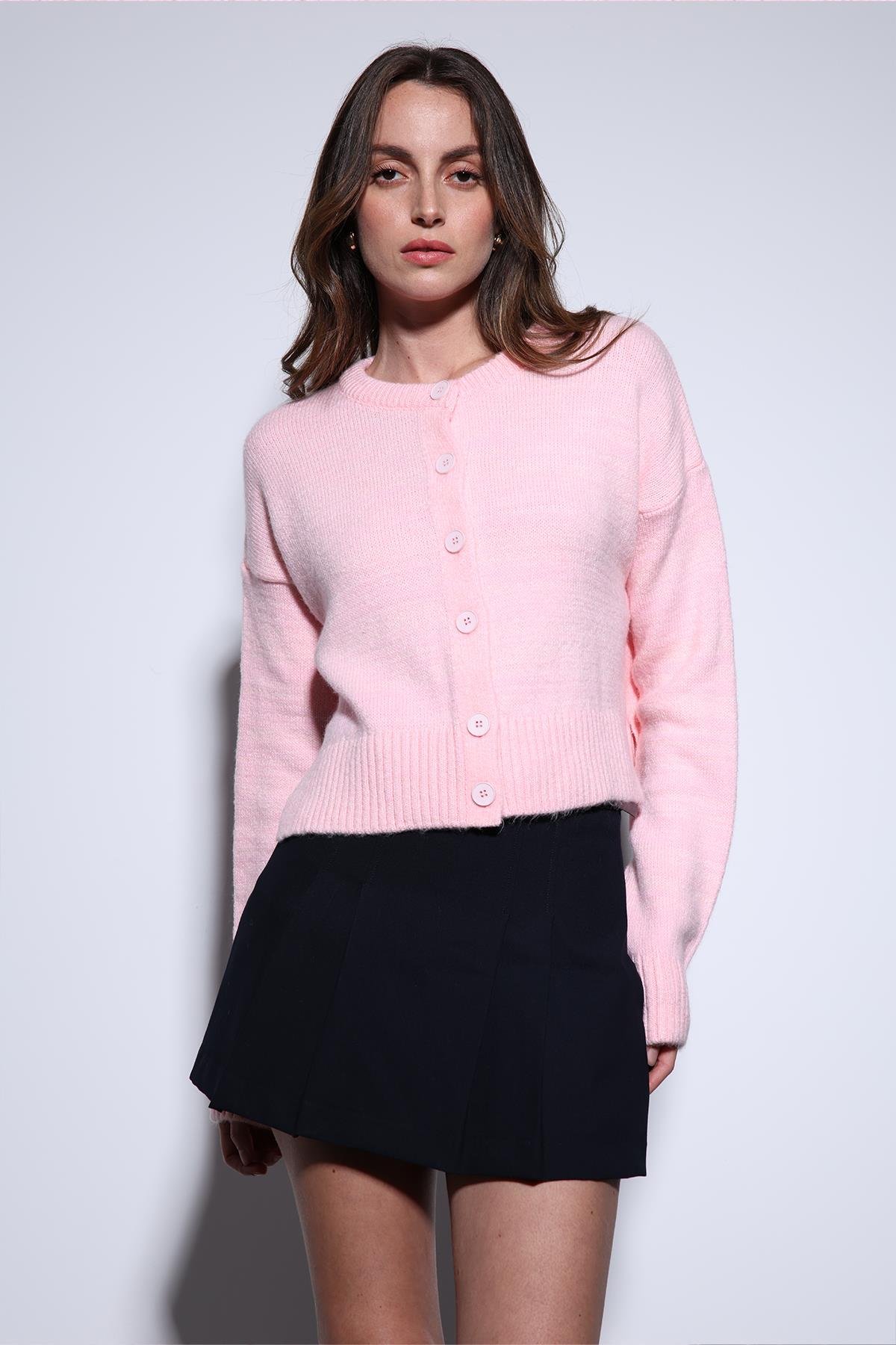 Antioch Pudra Yırtmaçlı Örgü Triko Kadın Kazak