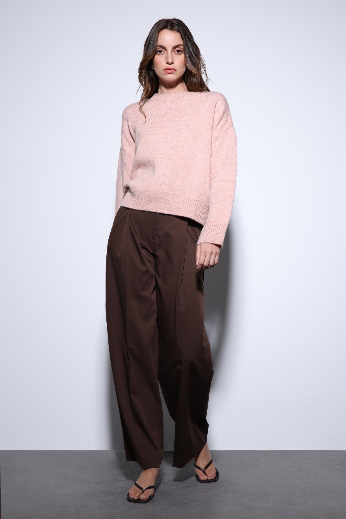 Antioch Pudra Yün Karışımlı Kadın Kazak