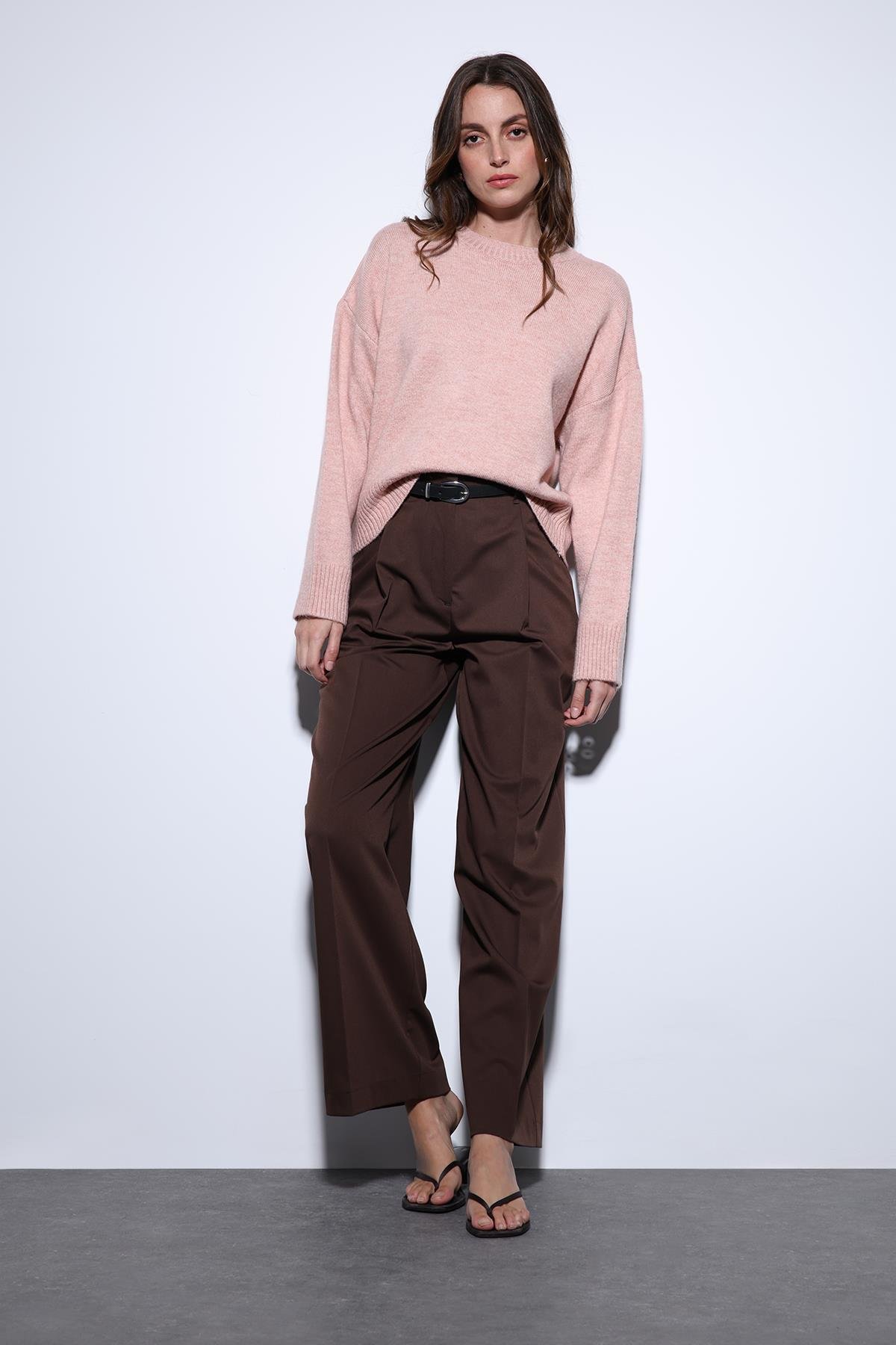 Antioch Pudra Yün Karışımlı Kadın Kazak