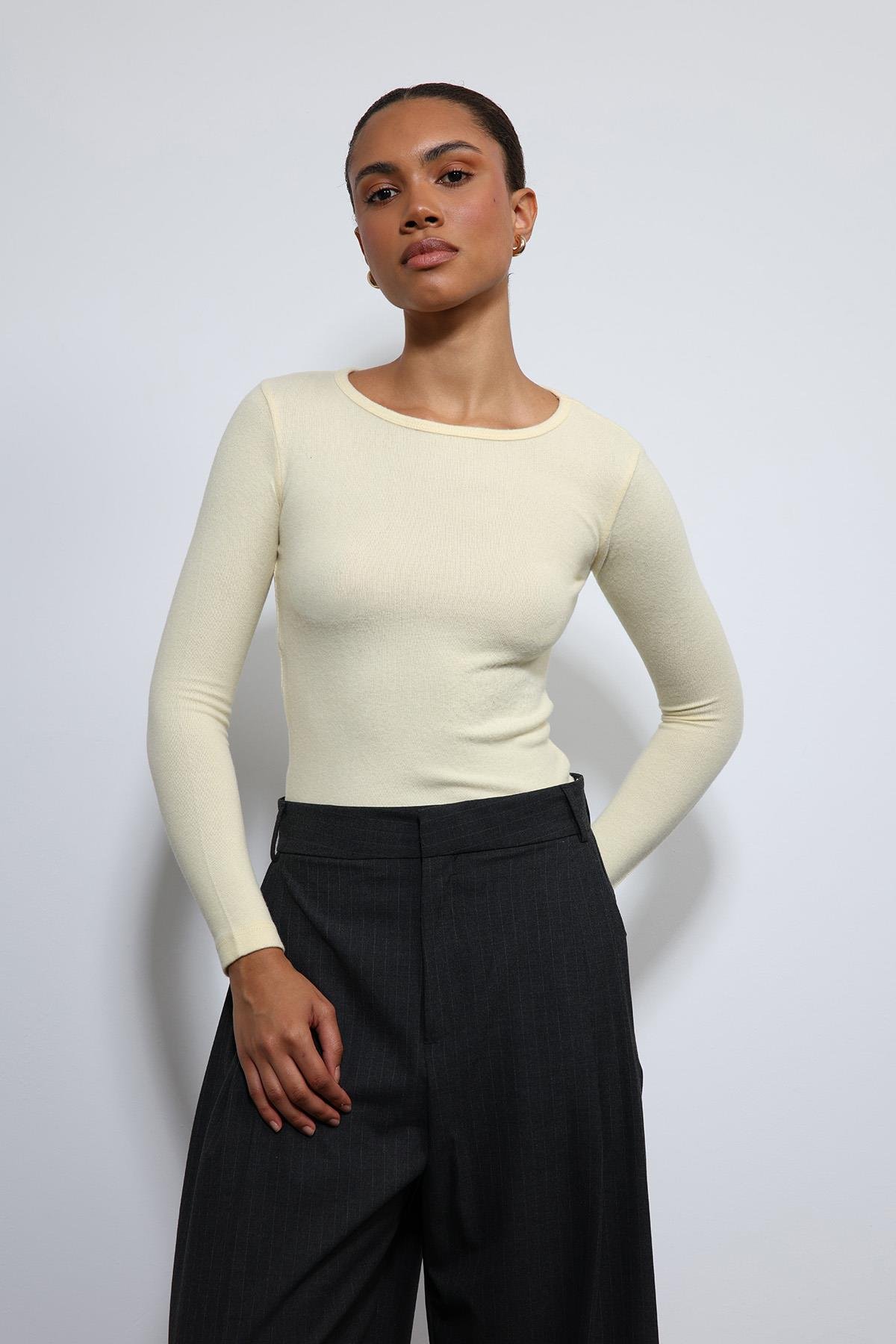 Antioch Sarı Basic Uzun Kollu T-Shirt