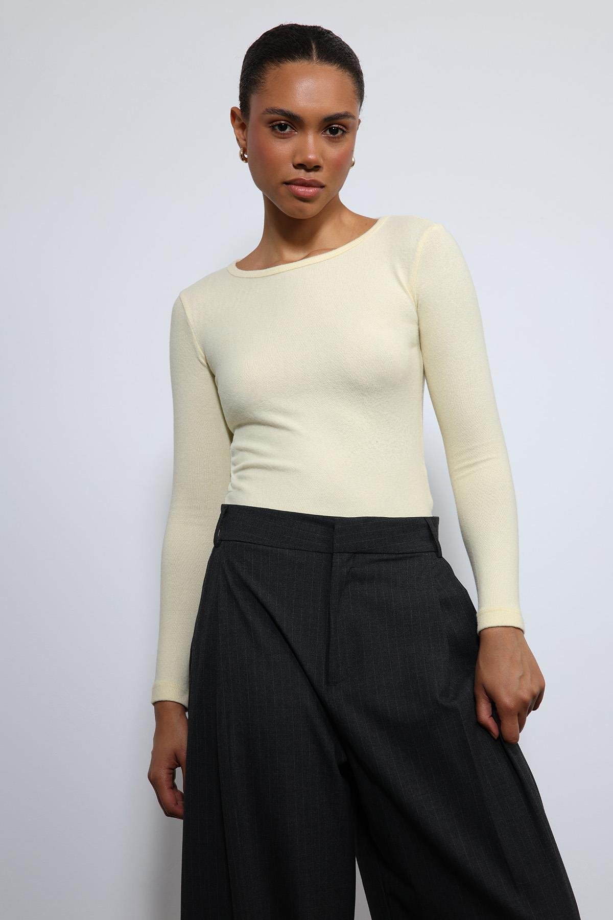 Antioch Sarı Basic Uzun Kollu T-Shirt