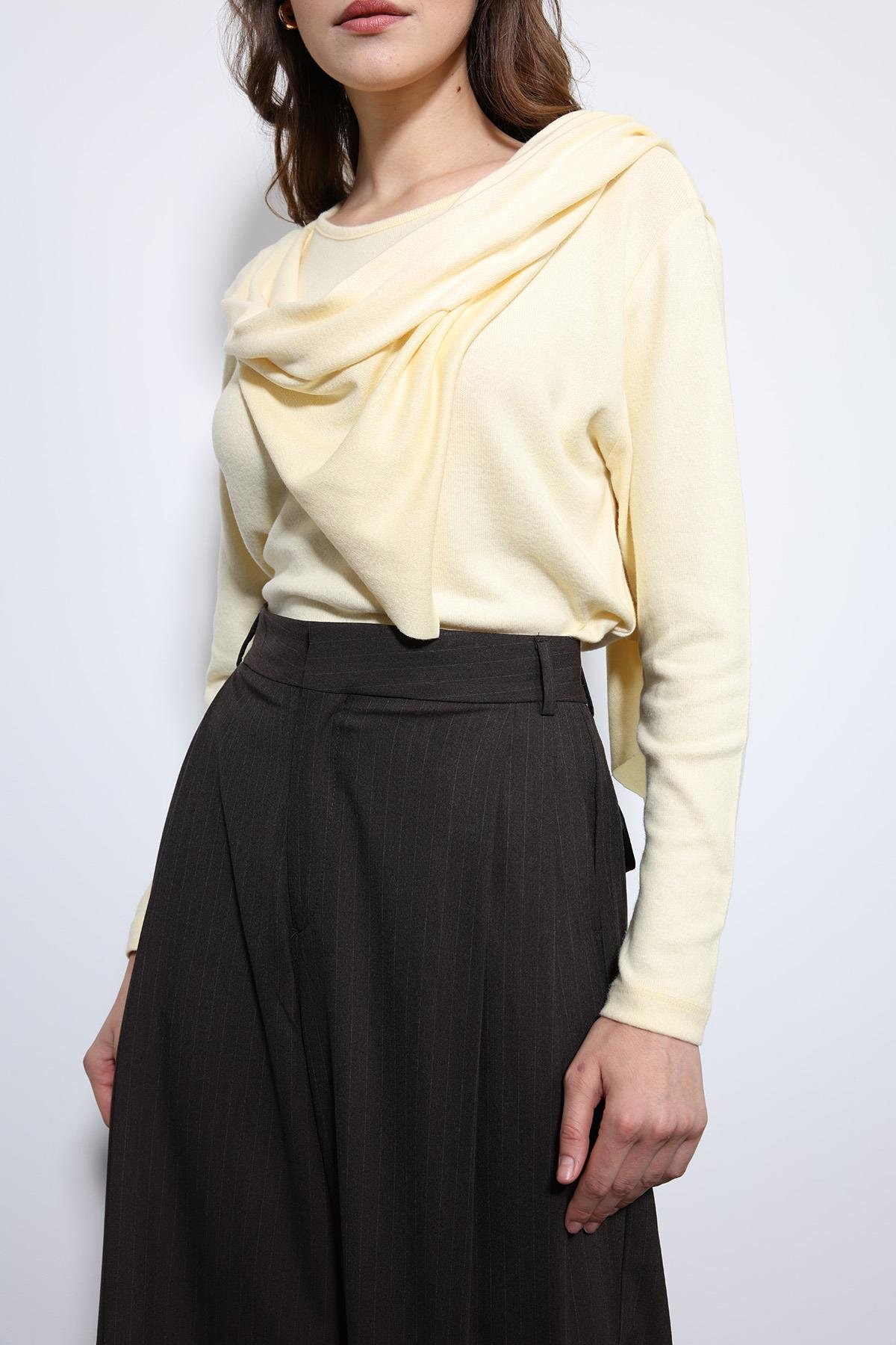 Antioch Sarı Drapeli Şal Detaylı Top