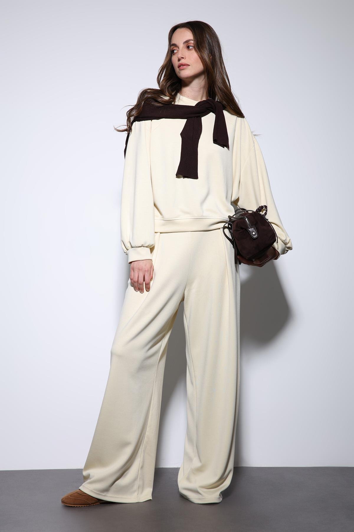 Antioch Sarı Geniş Paça Relaxed Kadın Takım