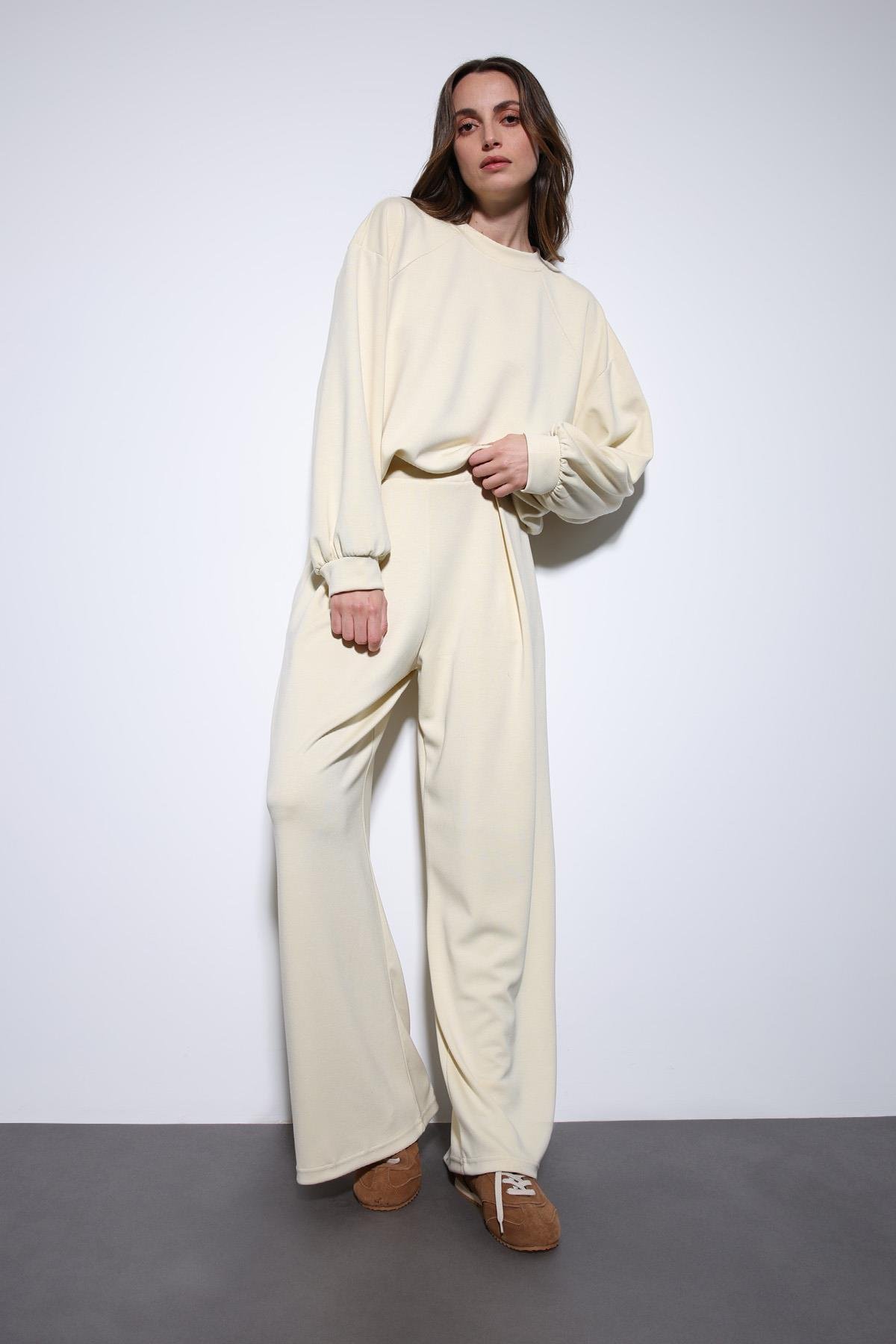 Antioch Sarı Geniş Paça Relaxed Kadın Takım