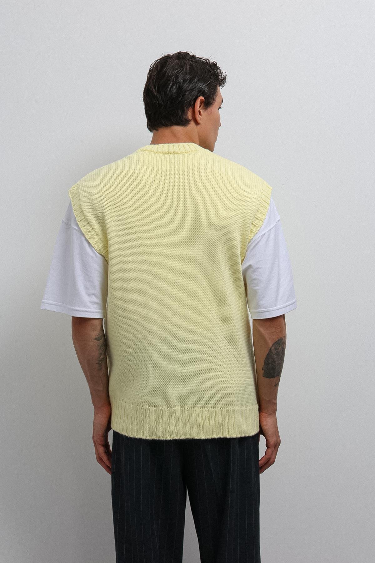 Antioch Sarı Örgü Erkek Triko Yelek