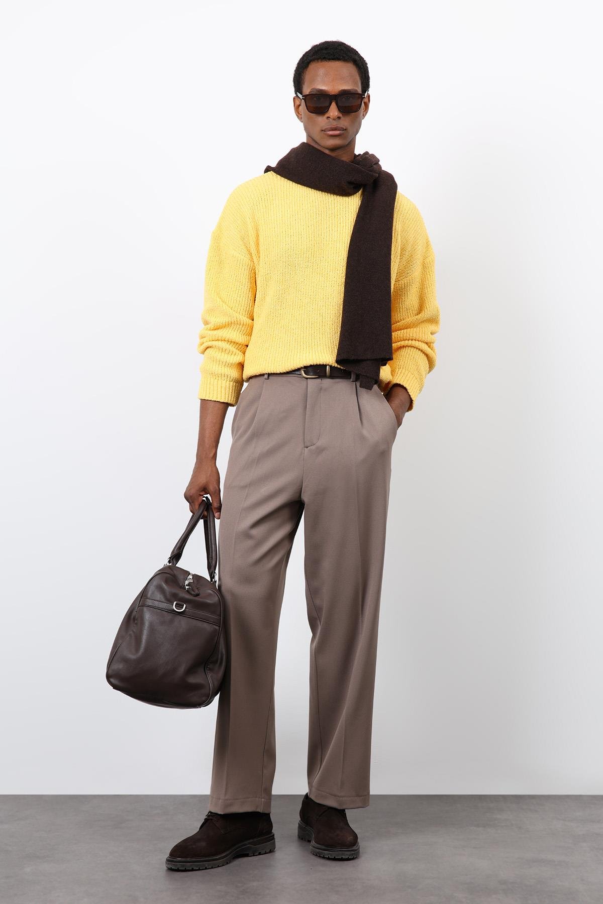 Antioch Sarı Örme Triko Erkek Kazak