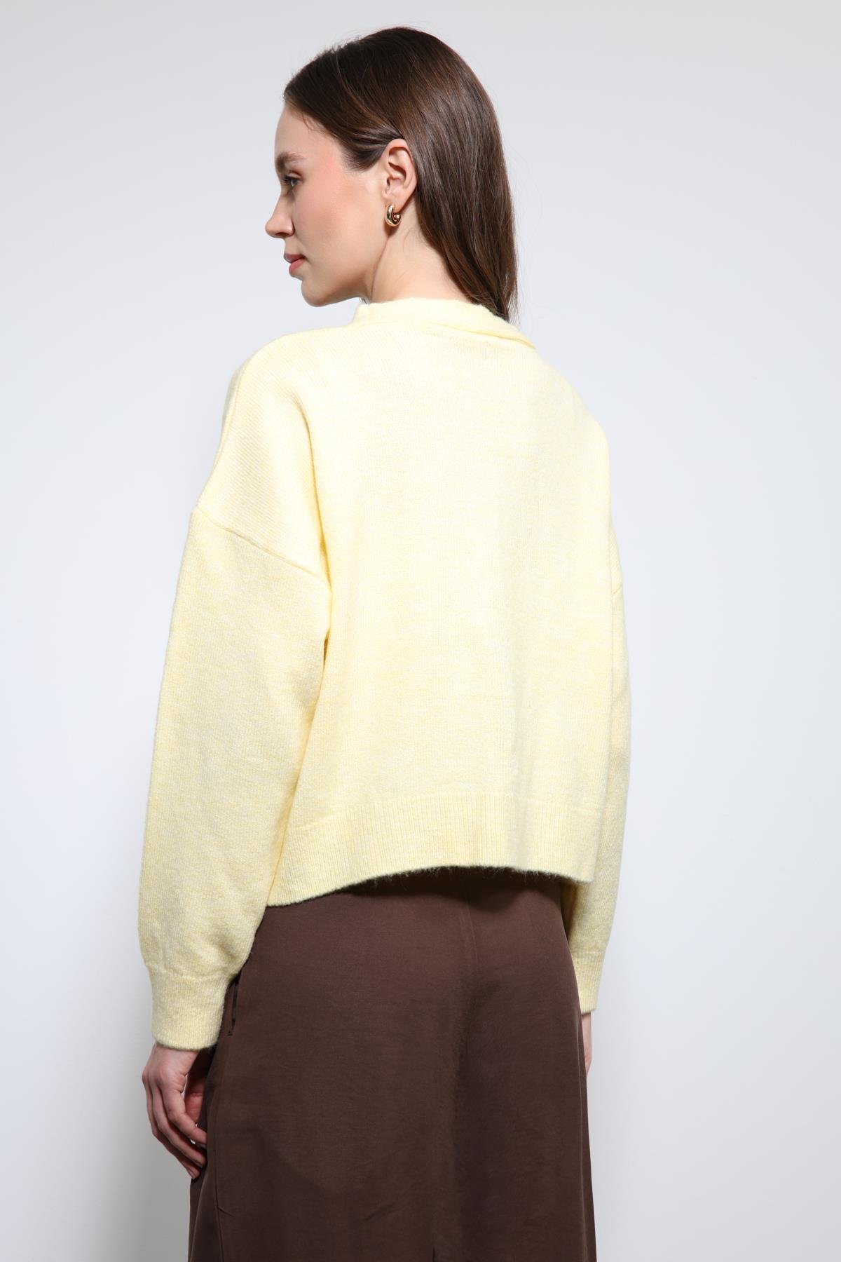 Antioch Sarı Yün Karışımlı Örme Triko Hırka