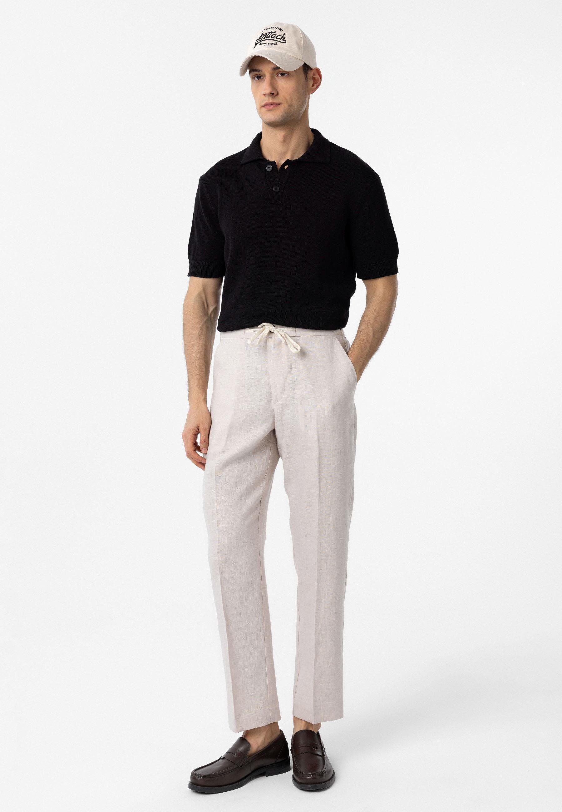 Antioch Siyah 100% Pamuk Polo Yaka Triko T-Shirt