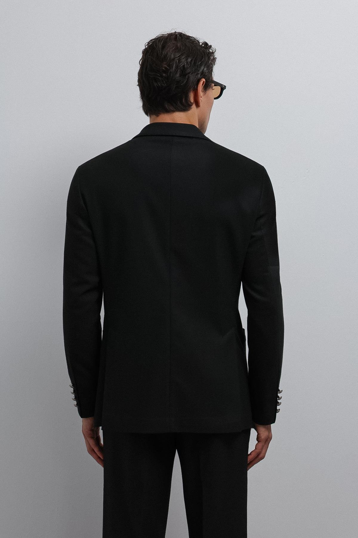 Antioch Siyah Astarsız Kruvaze Erkek Blazer Ceket