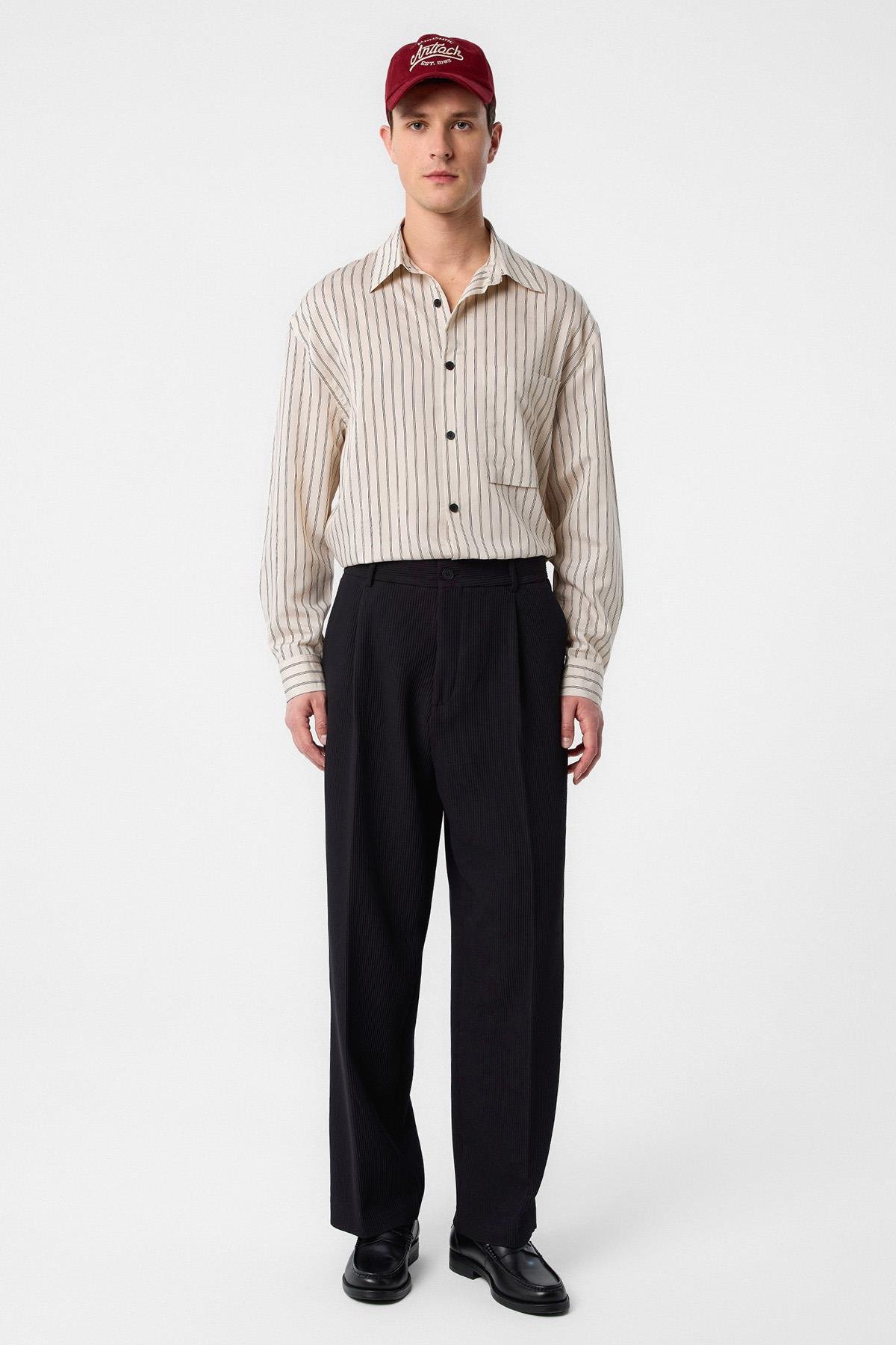 Antioch Siyah Baggy Fitilli Erkek Pantolon