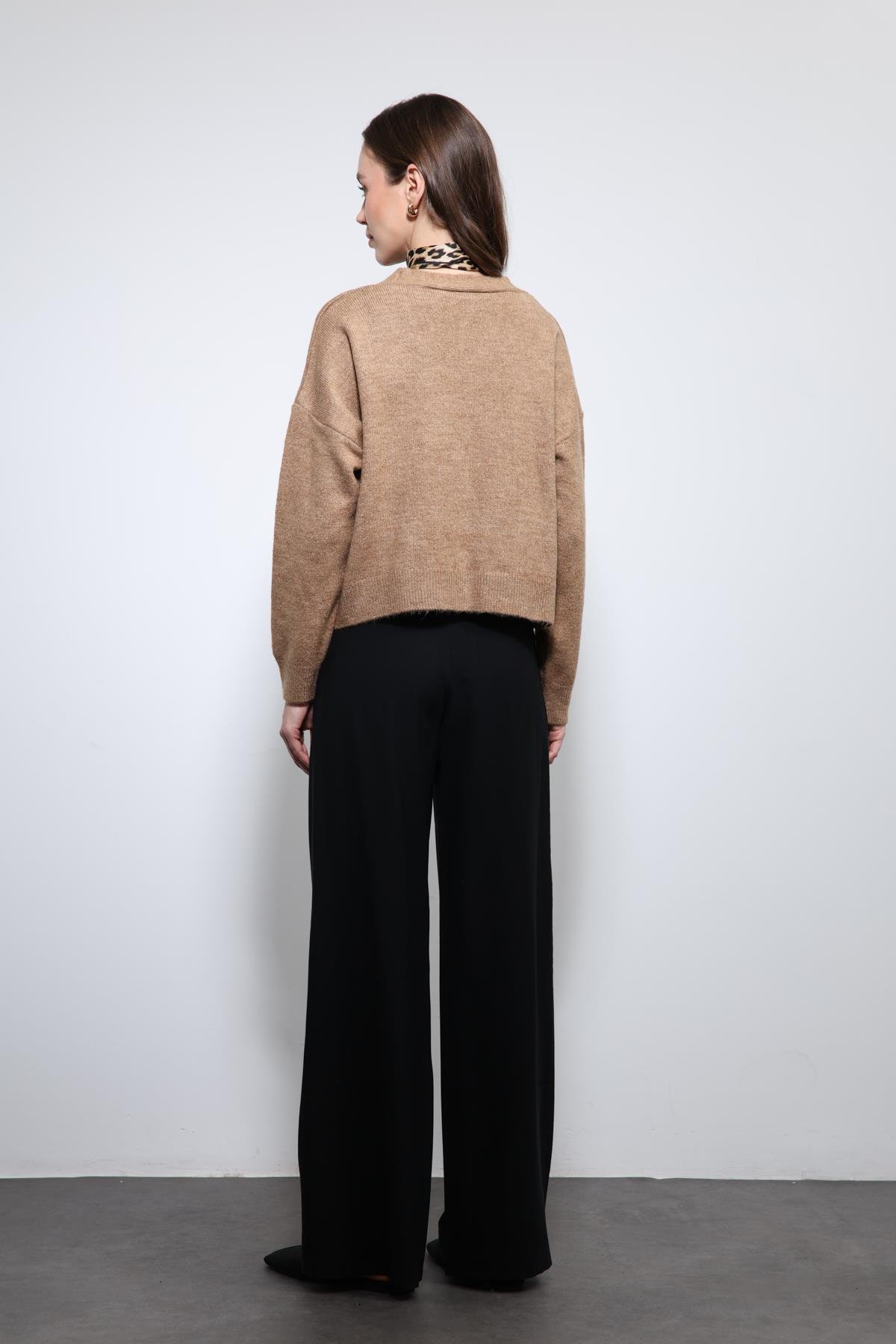 Antioch Siyah Bel Lastikli Pileli Kadın Pantolon