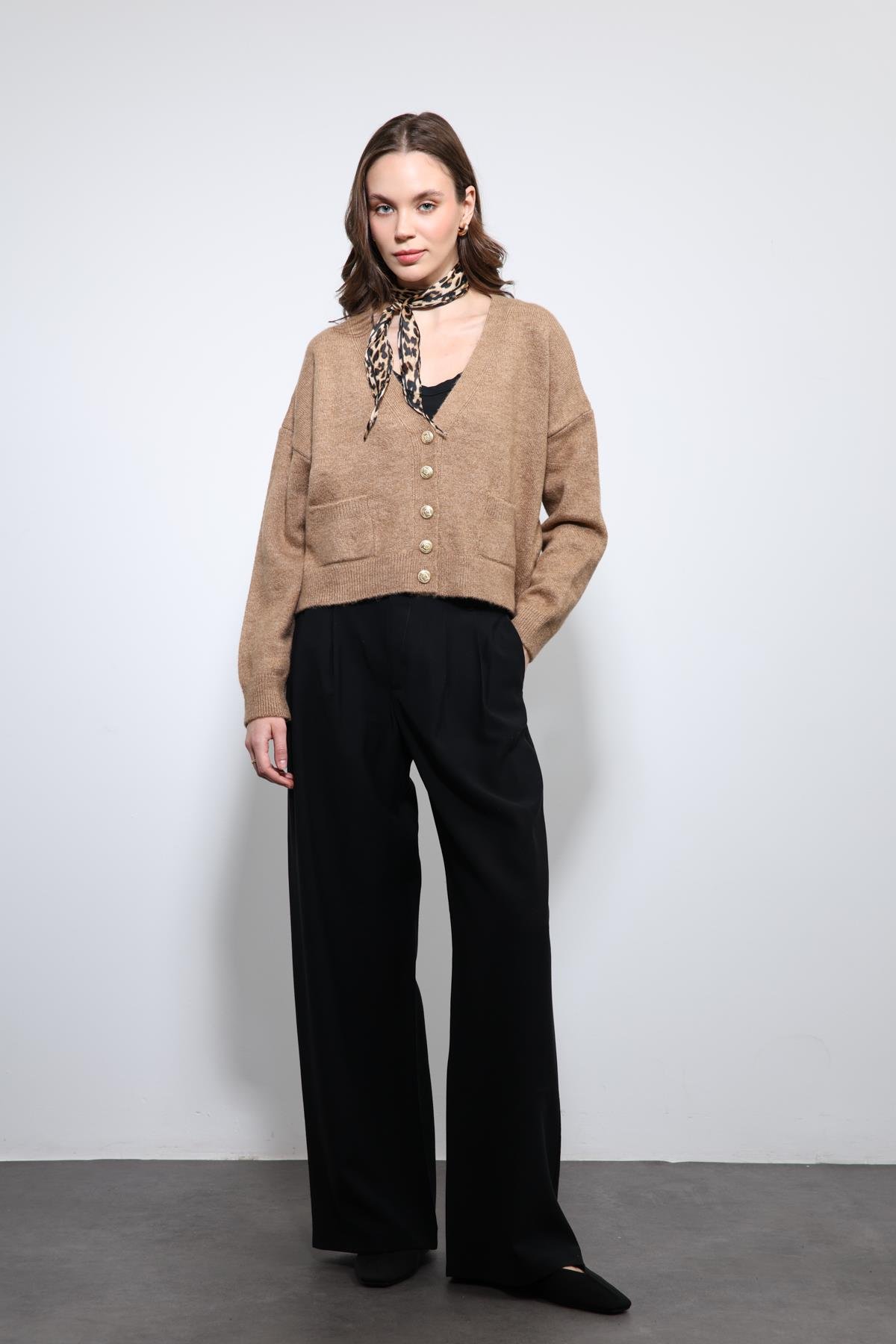 Antioch Siyah Bel Lastikli Pileli Kadın Pantolon