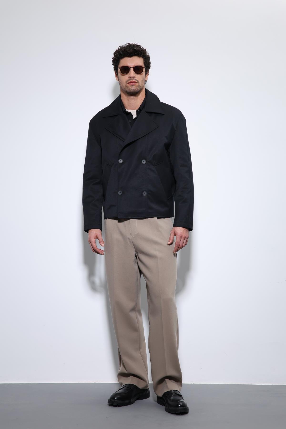 Antioch Siyah Crop Fit Erkek Trençkot
