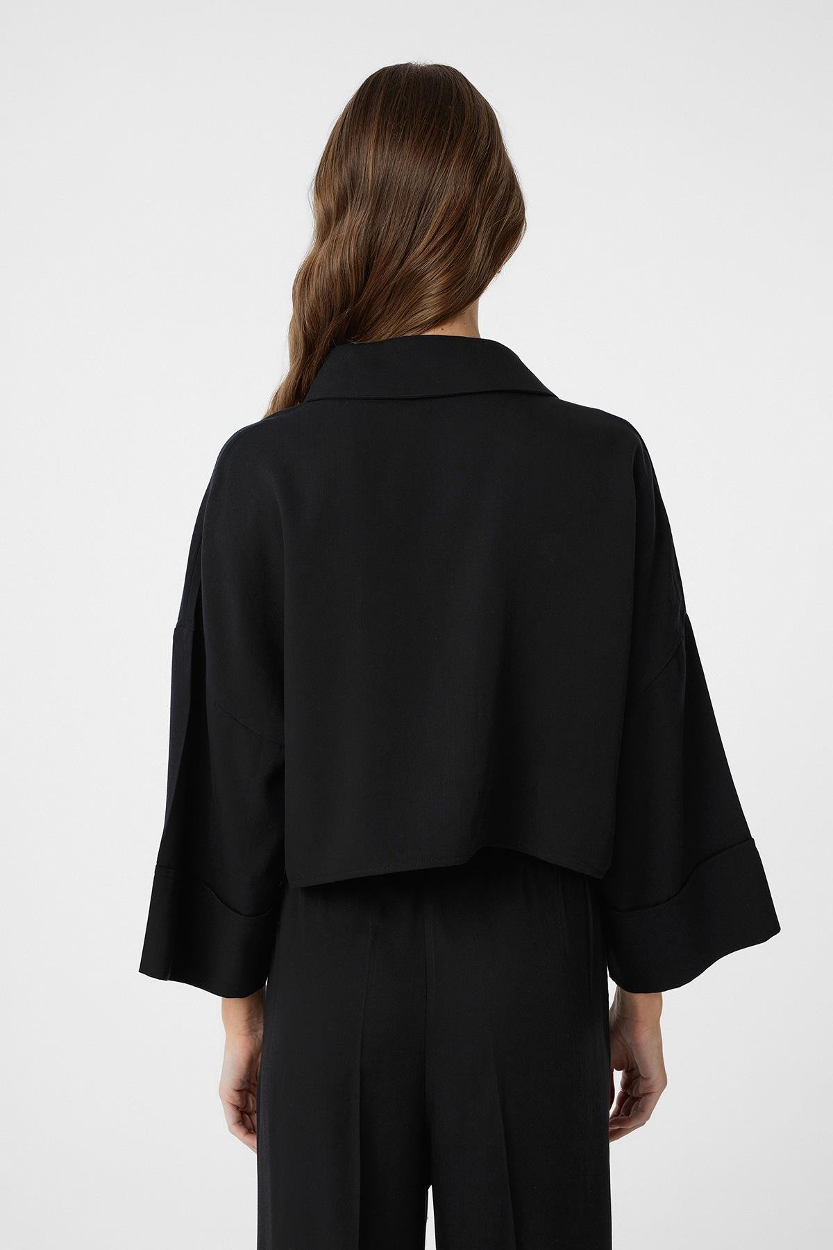 Antioch Siyah Crop Kadın Gömlek