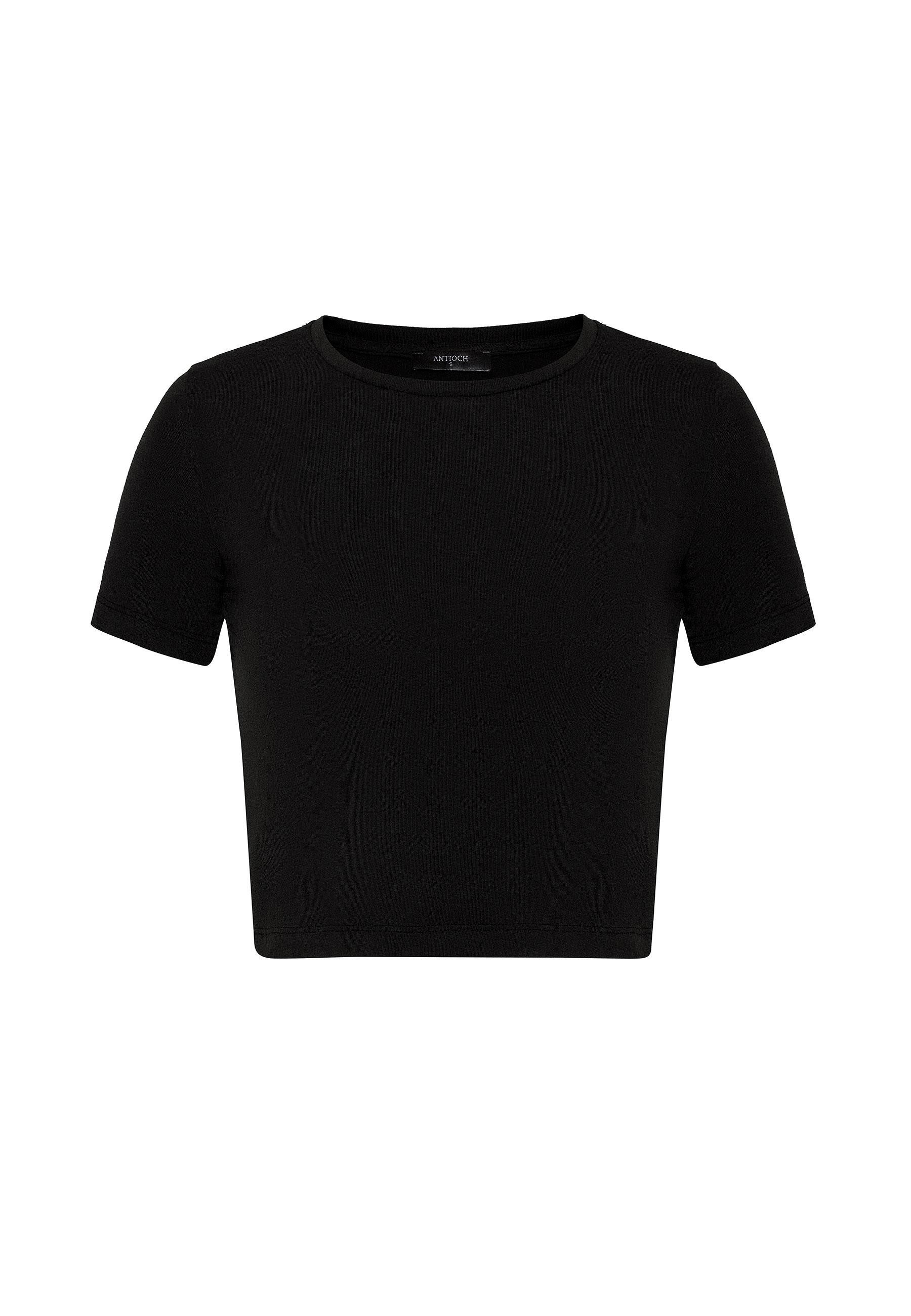 Antioch Siyah Crop Kadın T-Shirt