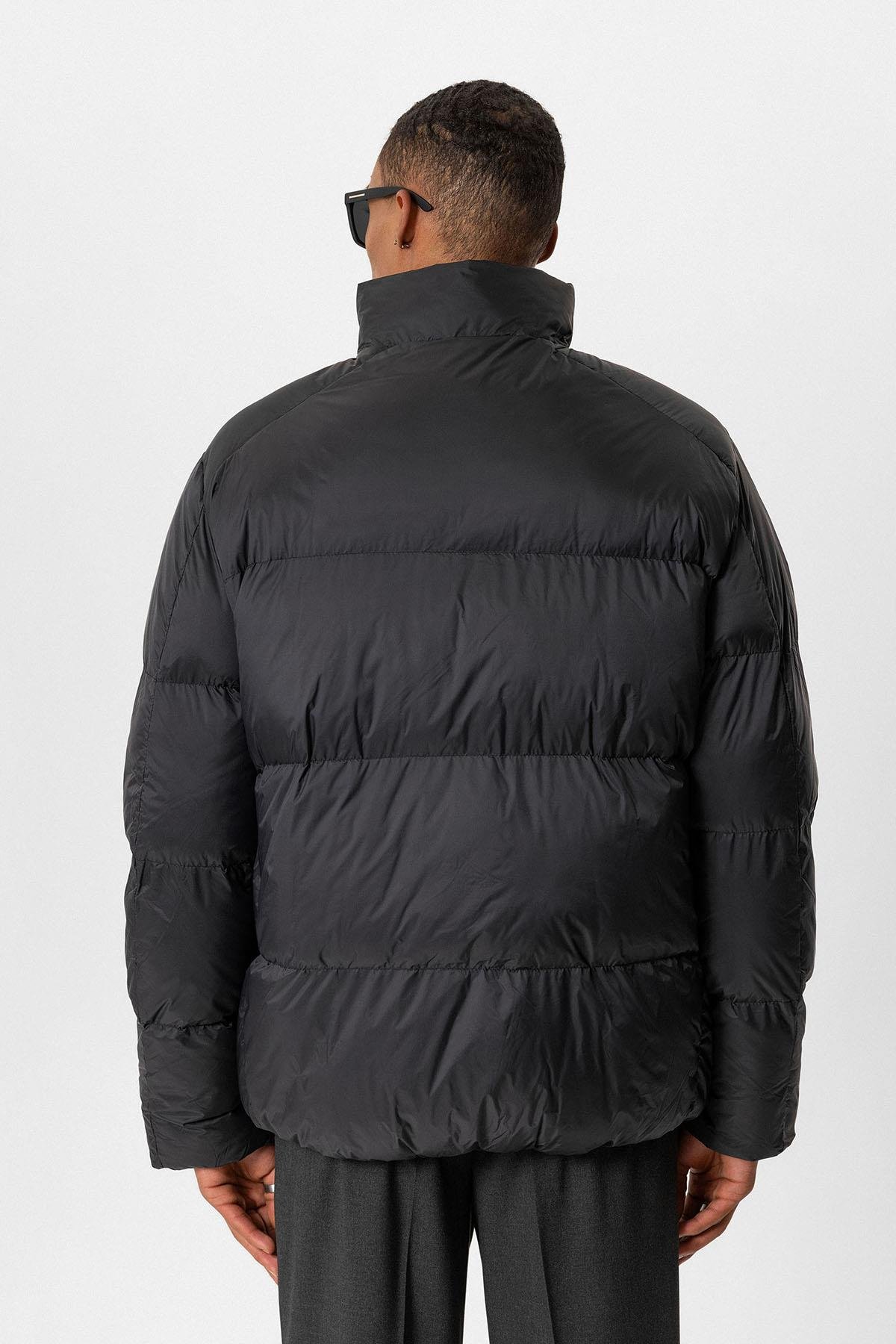 Antioch Siyah Dik Yaka Kauçuk Şişme Mont