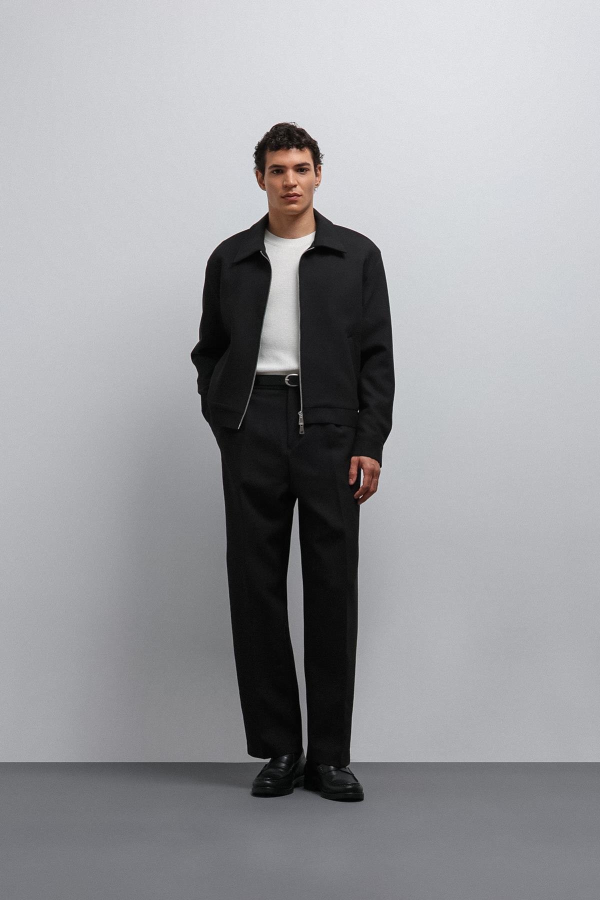 Antioch Siyah Fermuarlı Mevsimlik Erkek Mont