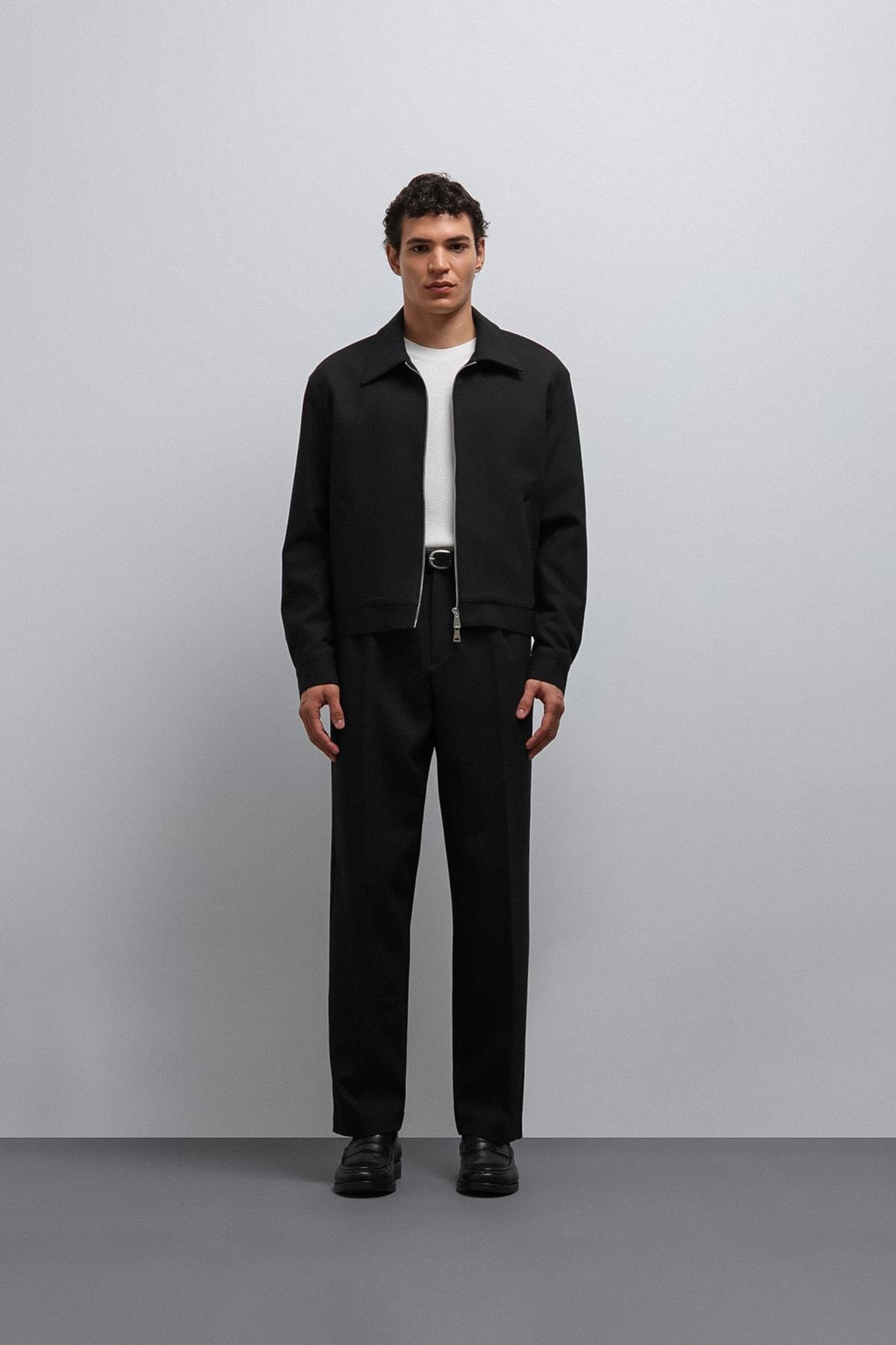 Antioch Siyah Fermuarlı Mevsimlik Erkek Mont