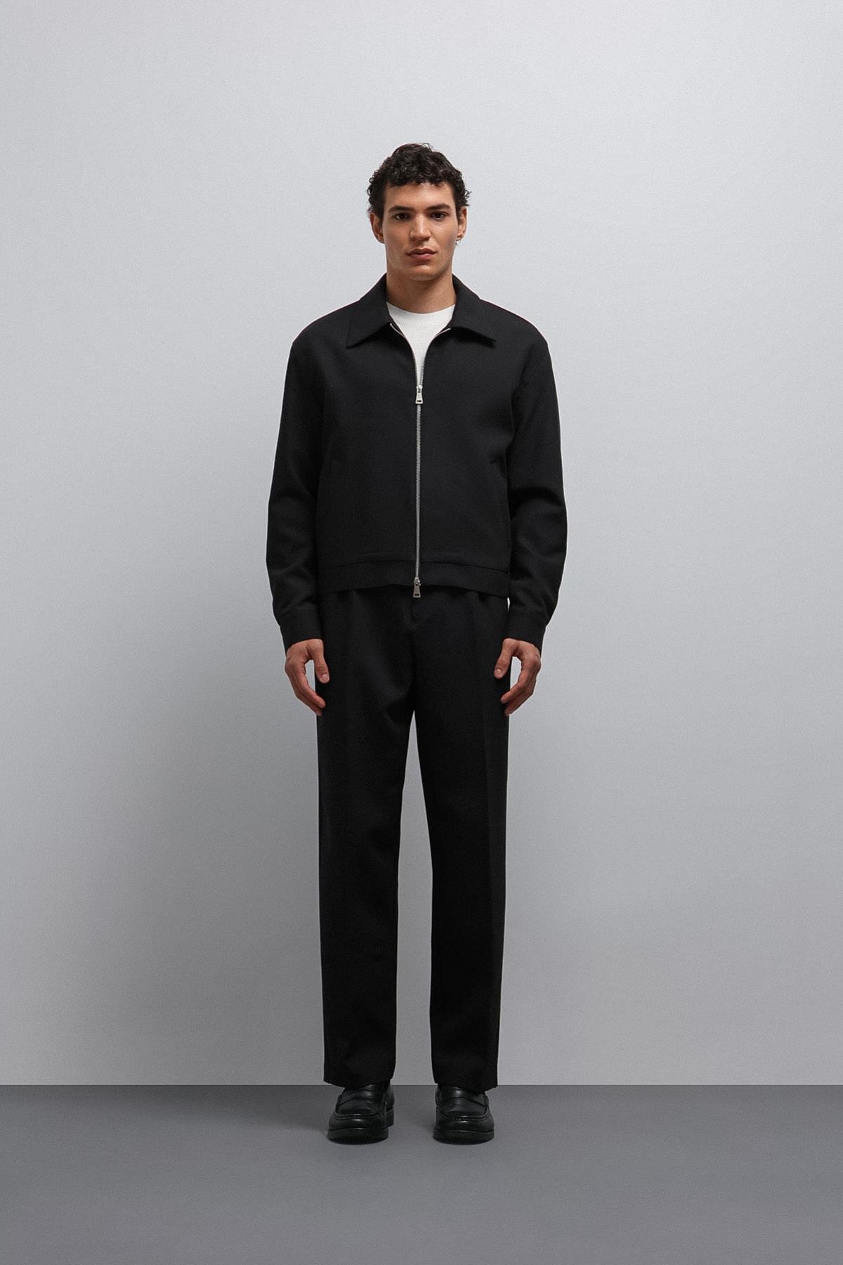 Antioch Siyah Fermuarlı Mevsimlik Erkek Mont