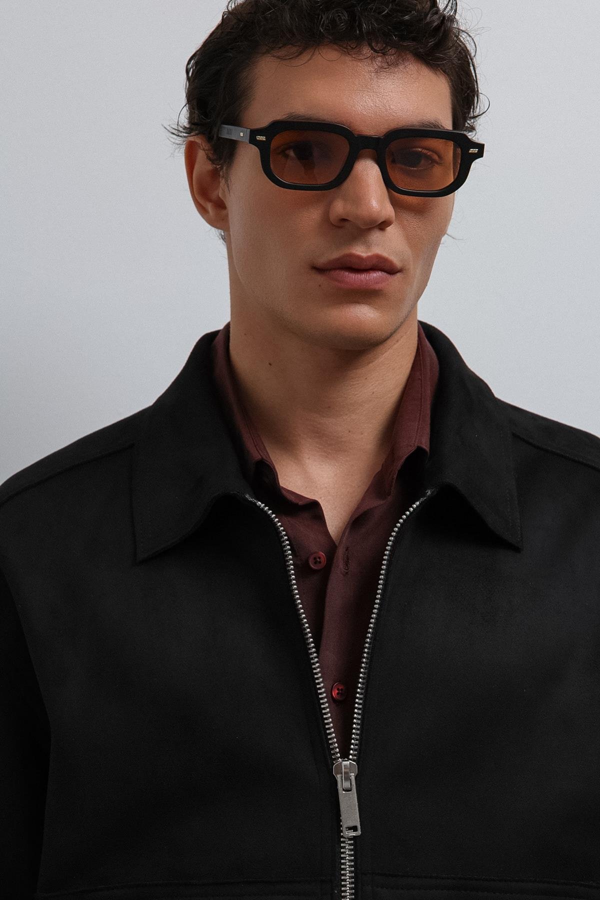 Antioch Siyah Fermuarlı Suni Süet Erkek Mont