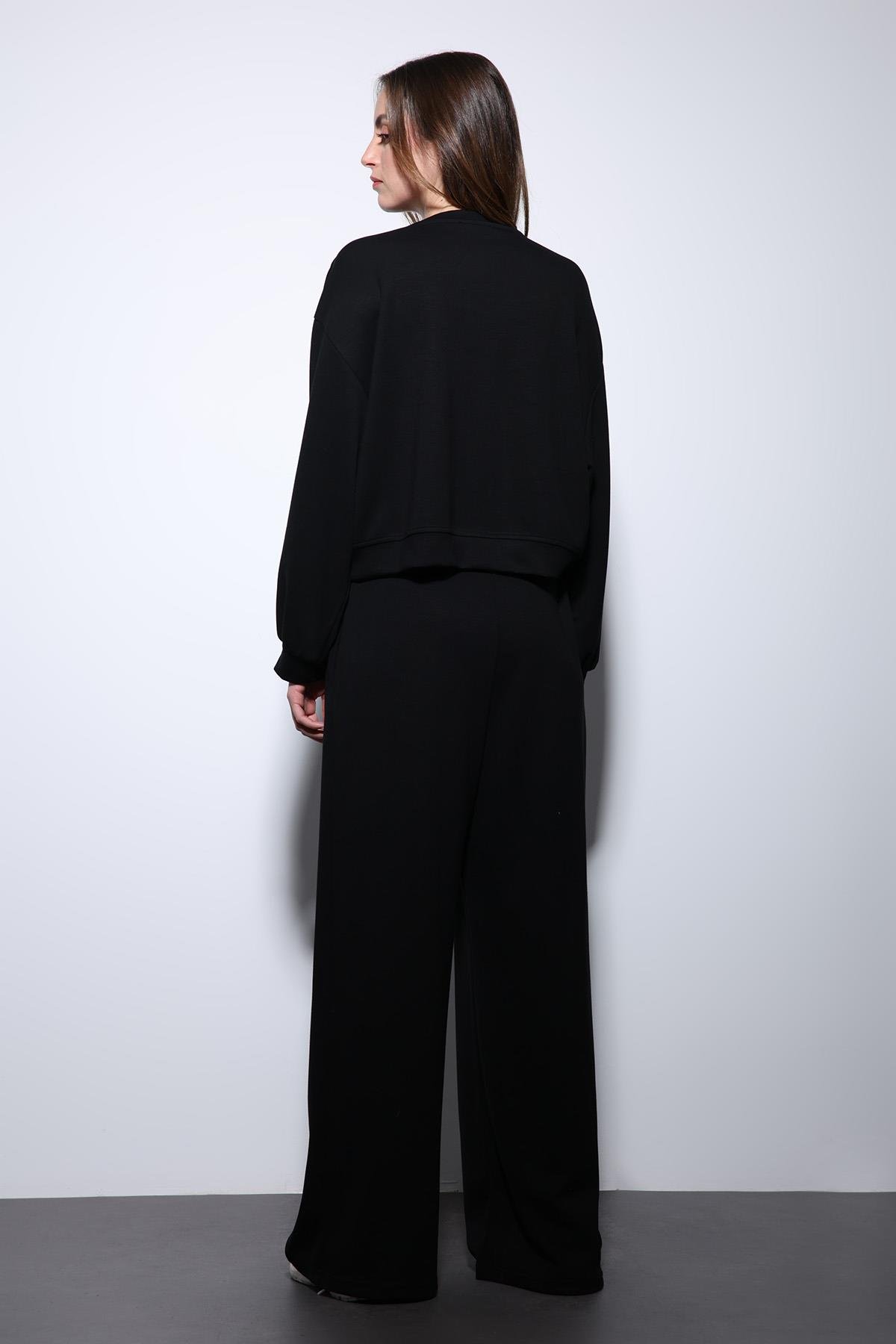 Antioch Siyah Geniş Paça Relaxed Kadın Takım