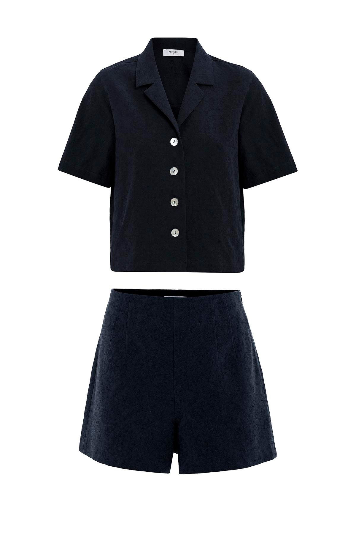 Antioch Siyah Gömlek Şort Kadın Takım