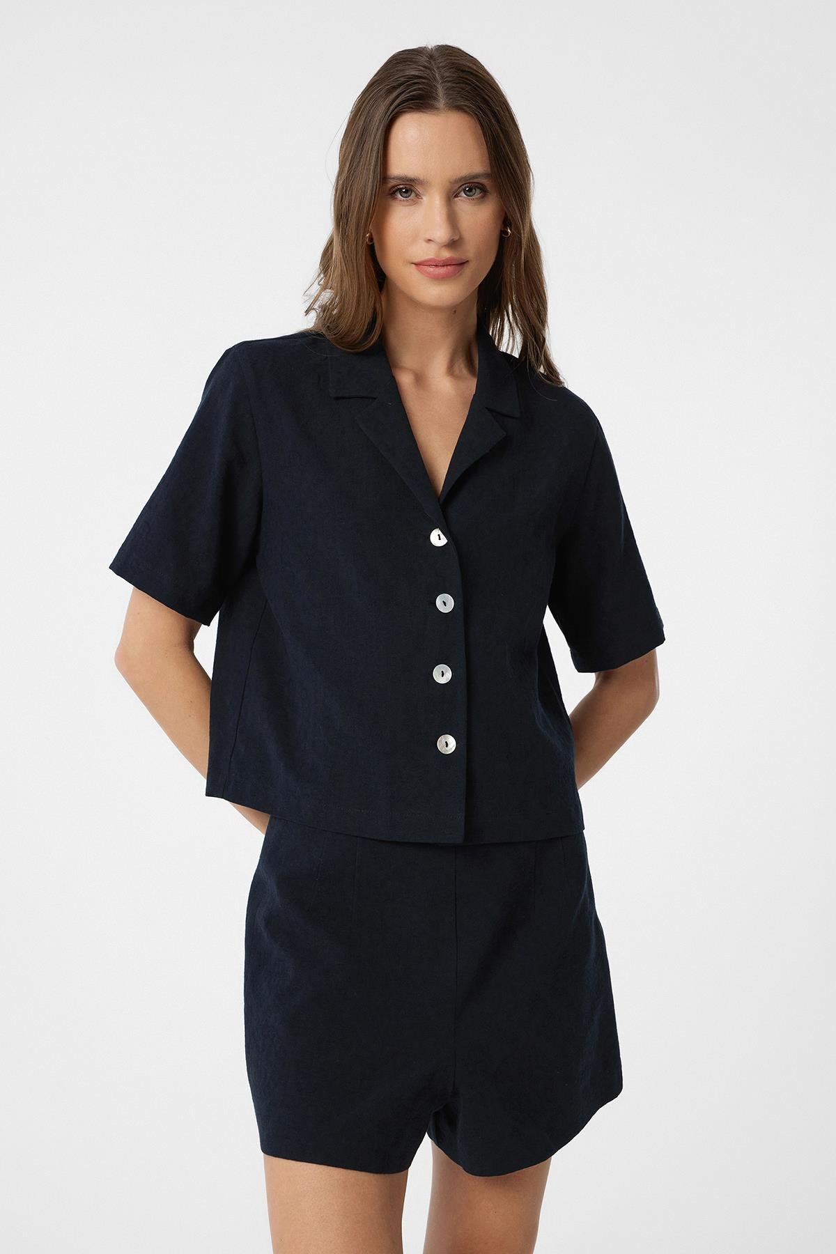 Antioch Siyah Gömlek Şort Kadın Takım