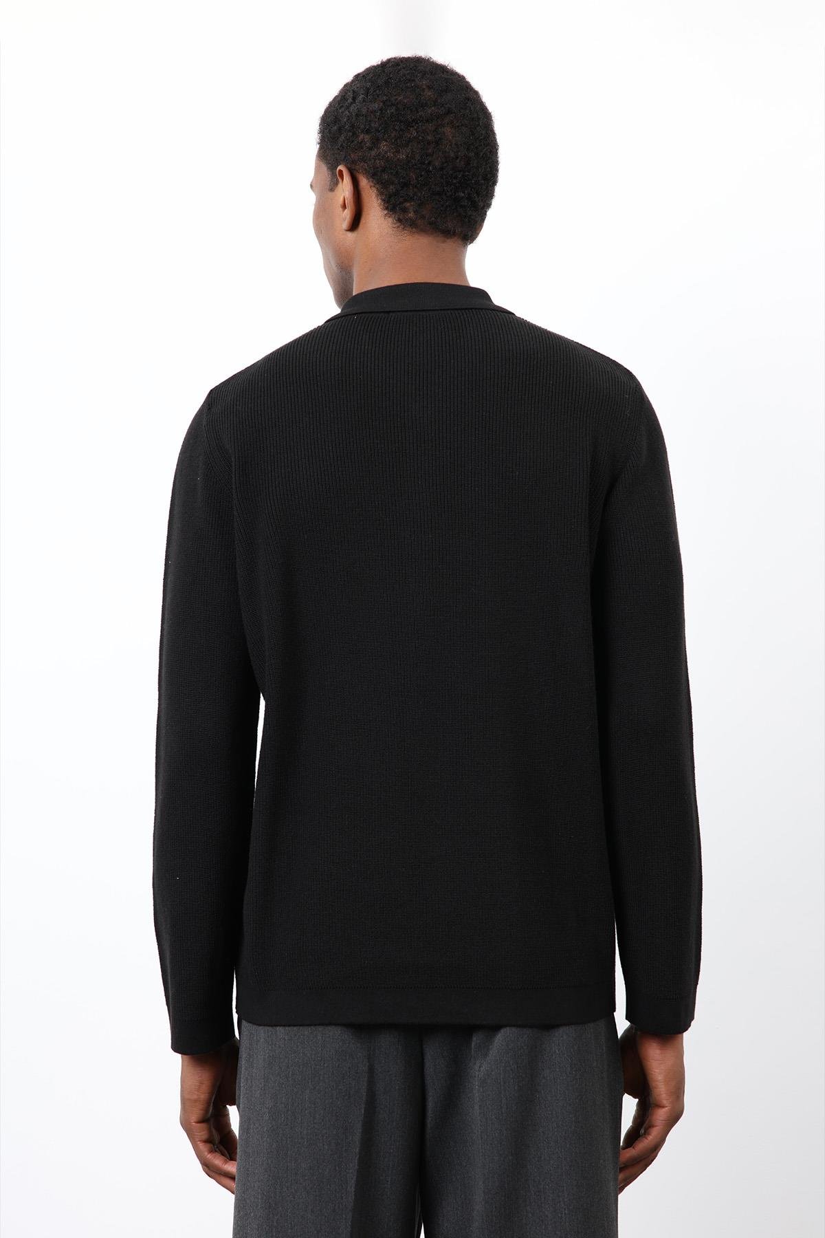 Antioch Siyah İnce Örgü Triko Erkek Hırka