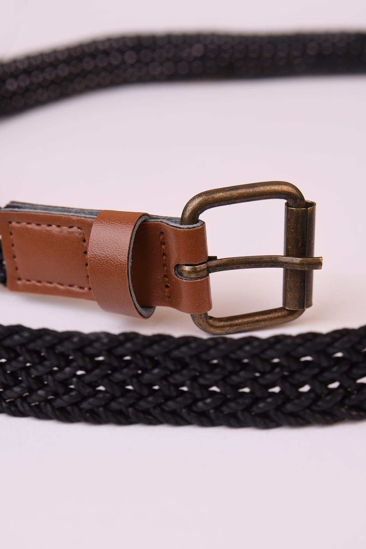 Antioch Siyah İnce Örme Erkek Kemer