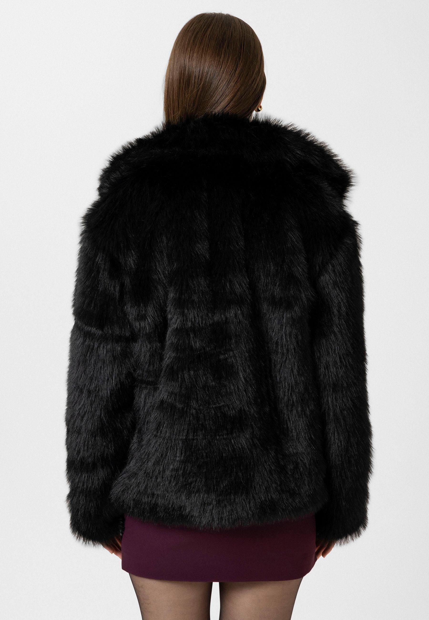 Antioch Siyah Kadın Ceket Yaka Suni Kürk Ceket