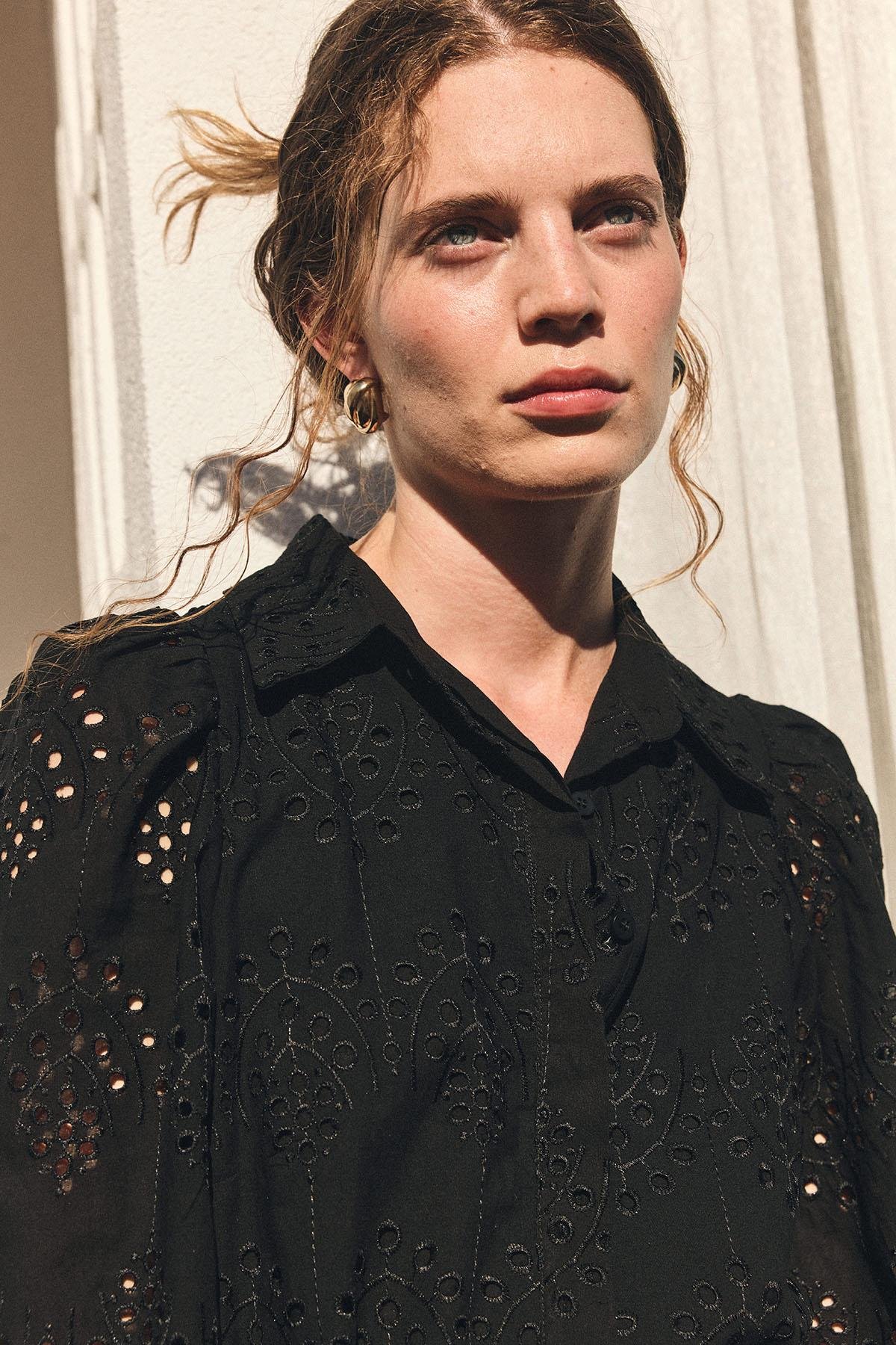 Antioch Siyah Kadın Fisto İşlemeli Elbise