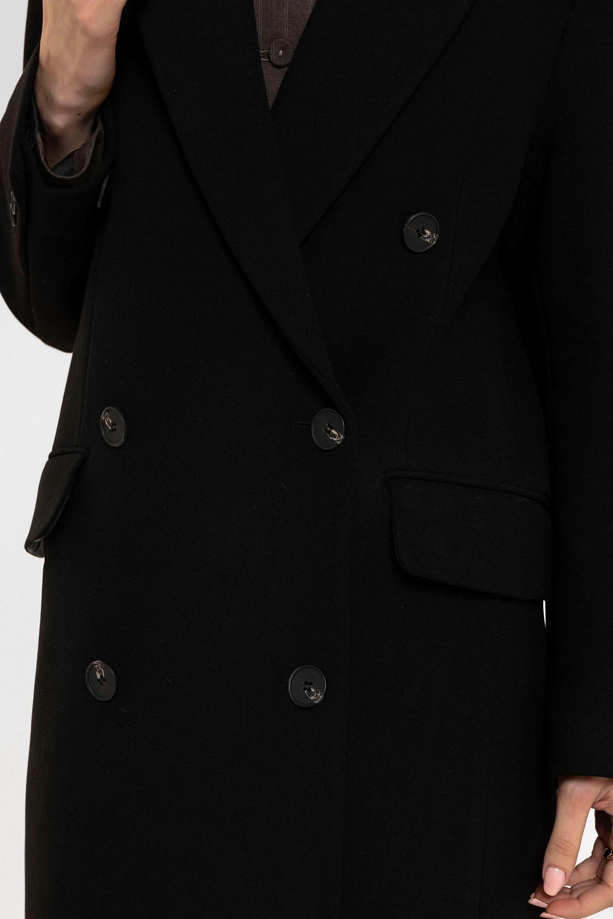 Antioch Siyah Kadın Kruvaze Uzun Kaban