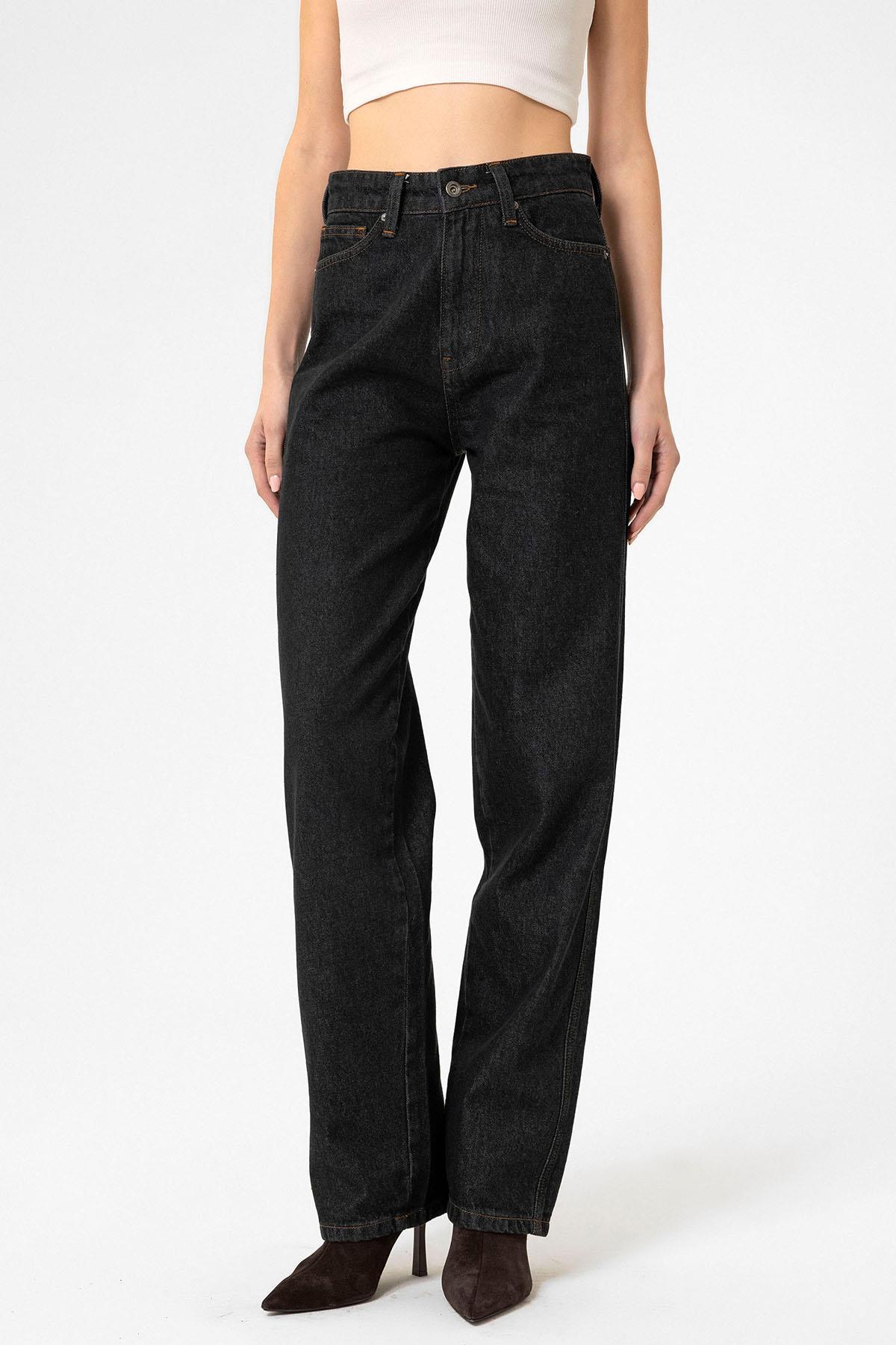 Antioch Siyah Kadın Yüksek Bel Kot Pantolon