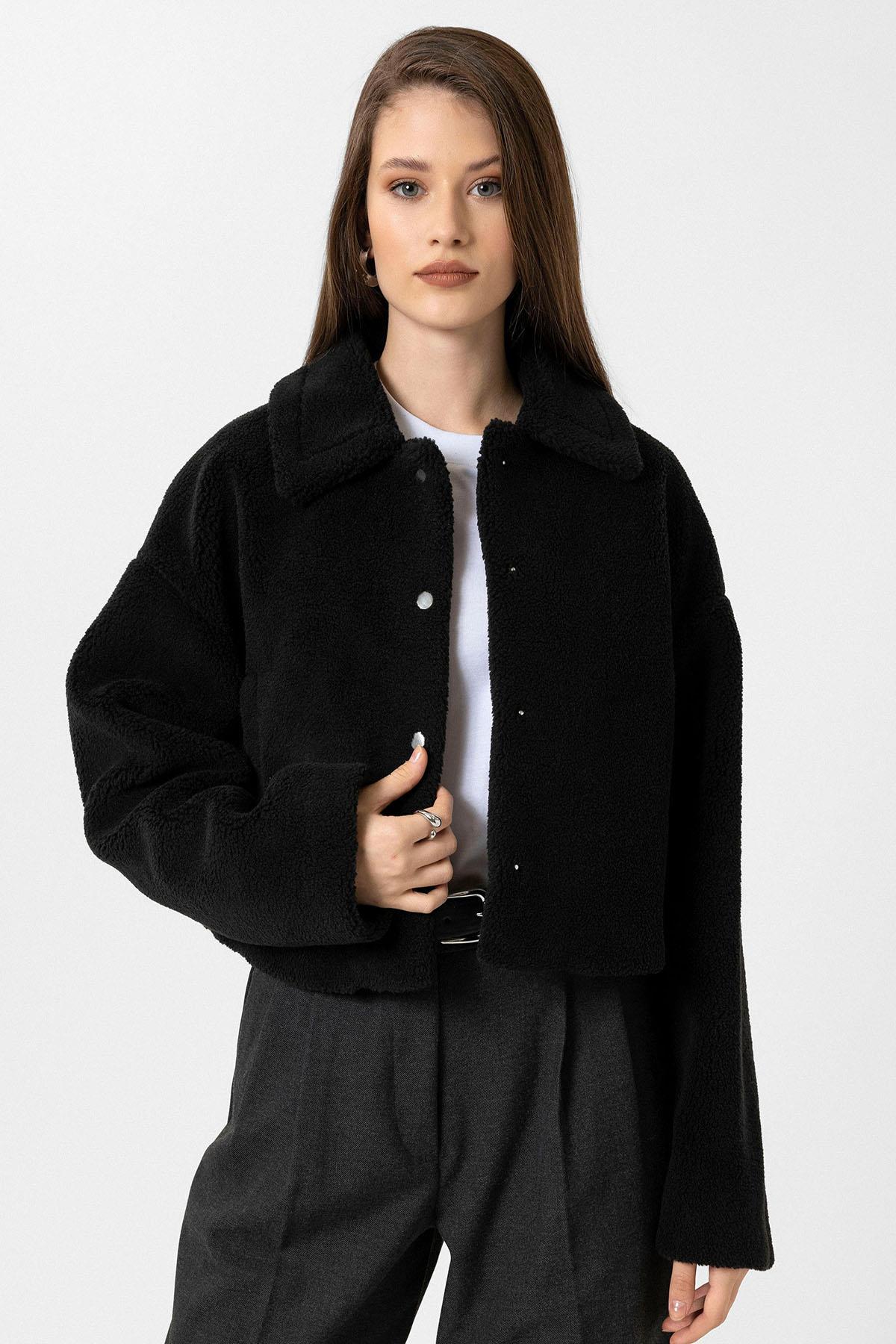 Antioch Siyah Kadın Yumuşak Dokulu Mont