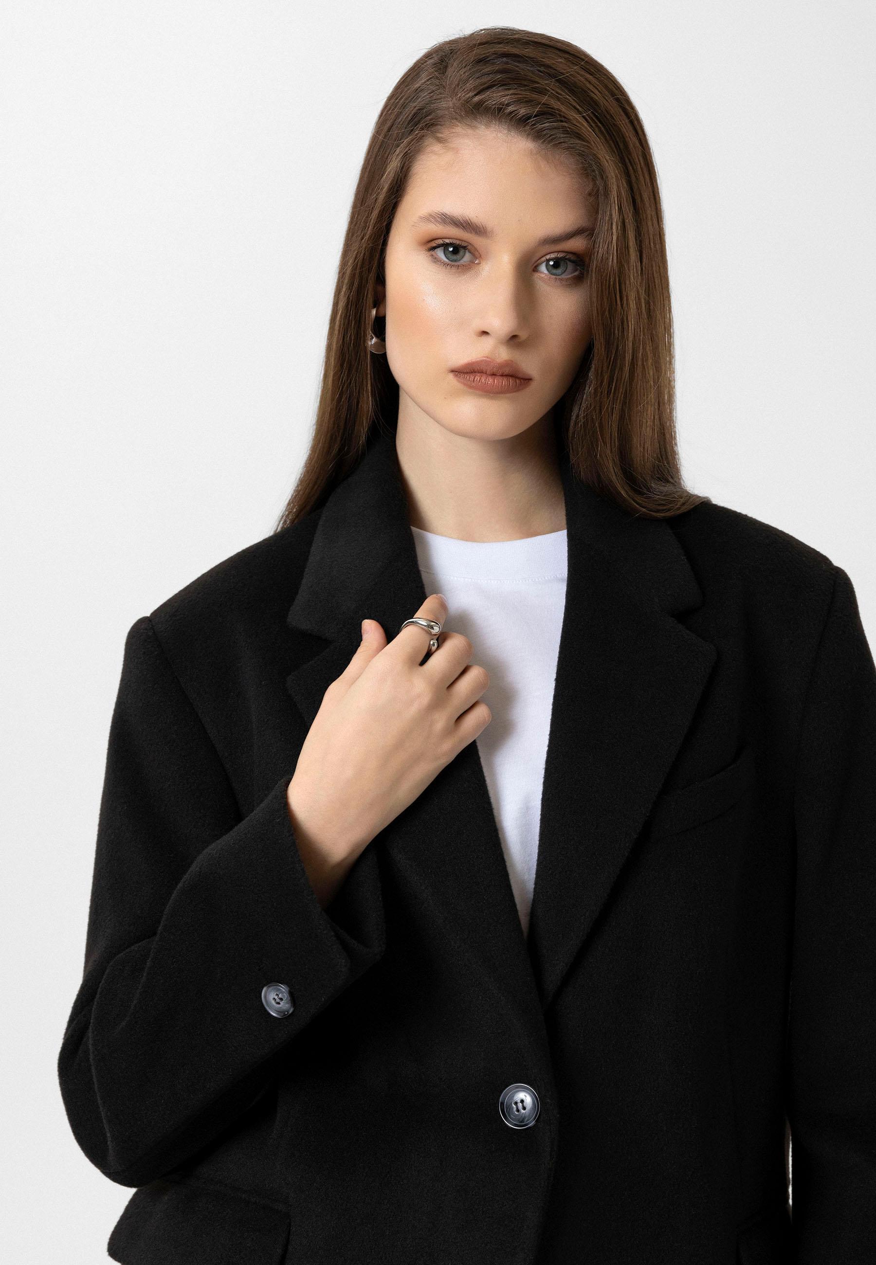 Antioch Siyah Kadın Yün Karışımlı Blazer Ceket