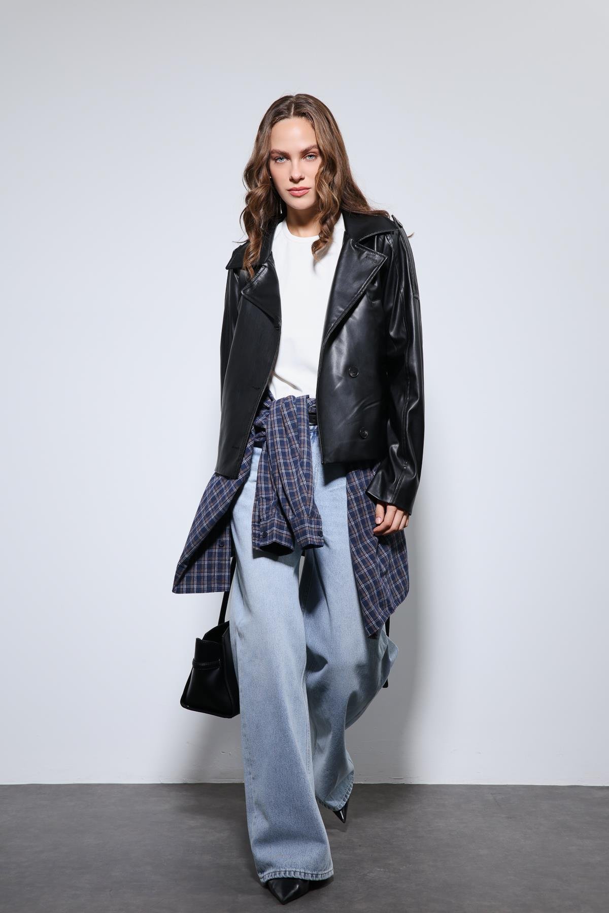 Antioch Siyah Kemerli Suni Deri Mont