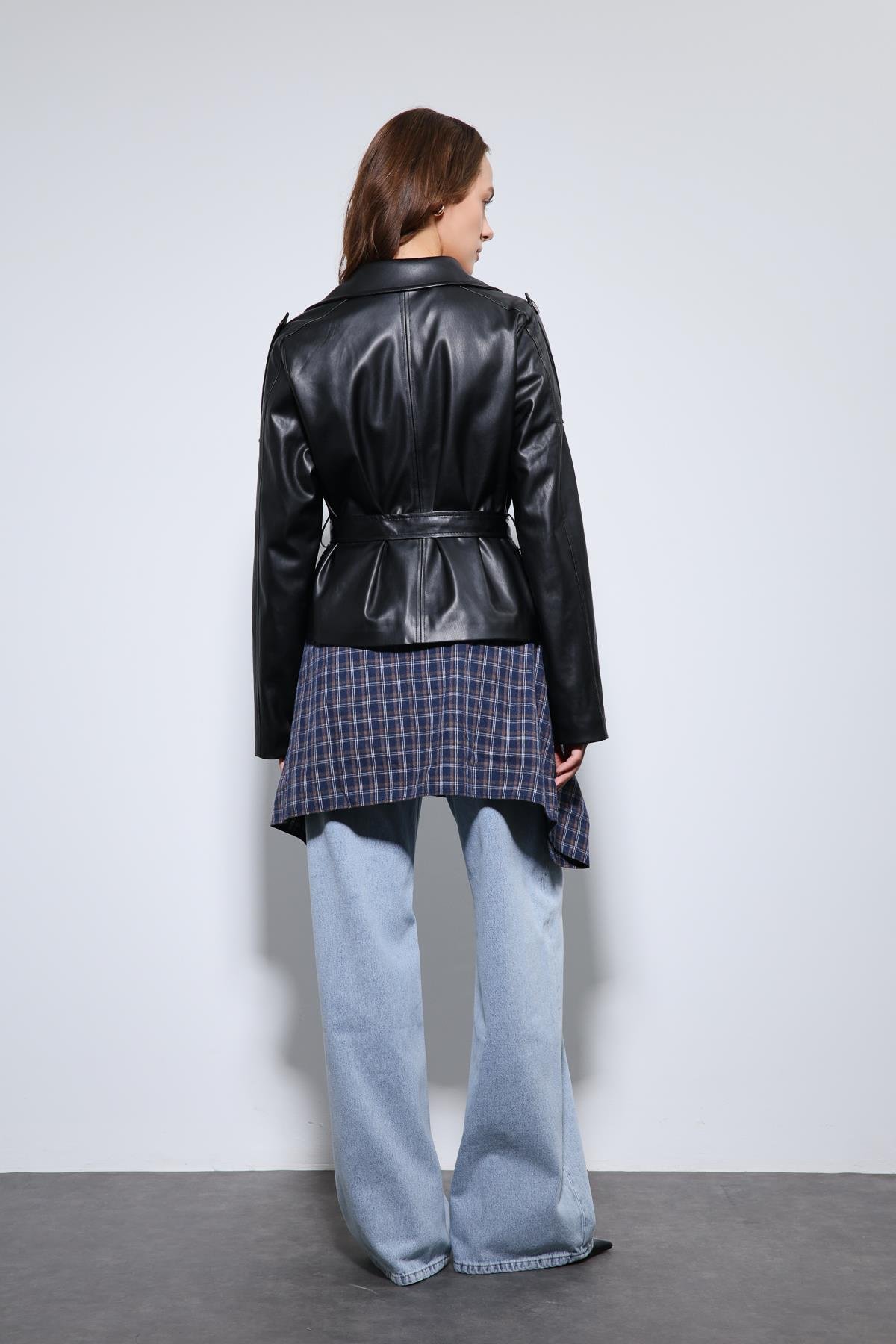 Antioch Siyah Kemerli Suni Deri Mont