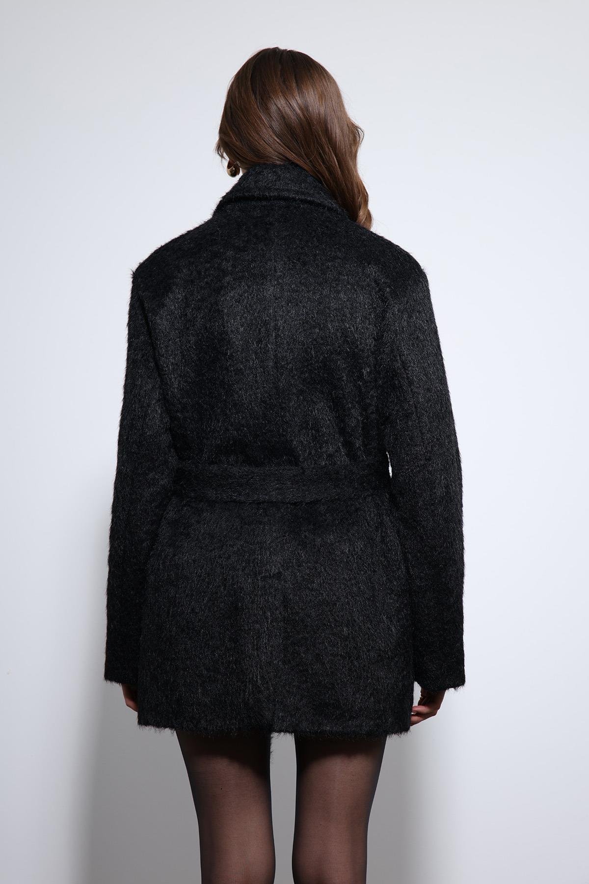 Antioch Siyah Kısa Suni Kürklü Kaban