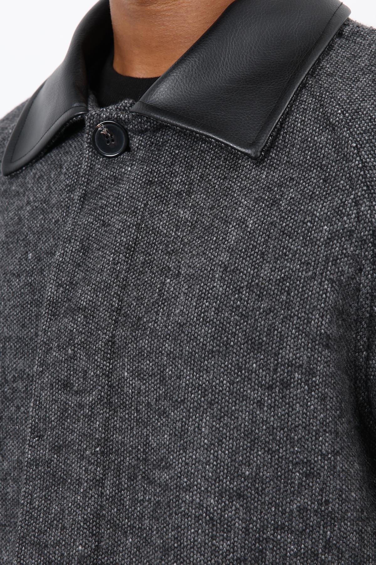 Antioch Siyah Kontrast Yaka Erkek Kaban