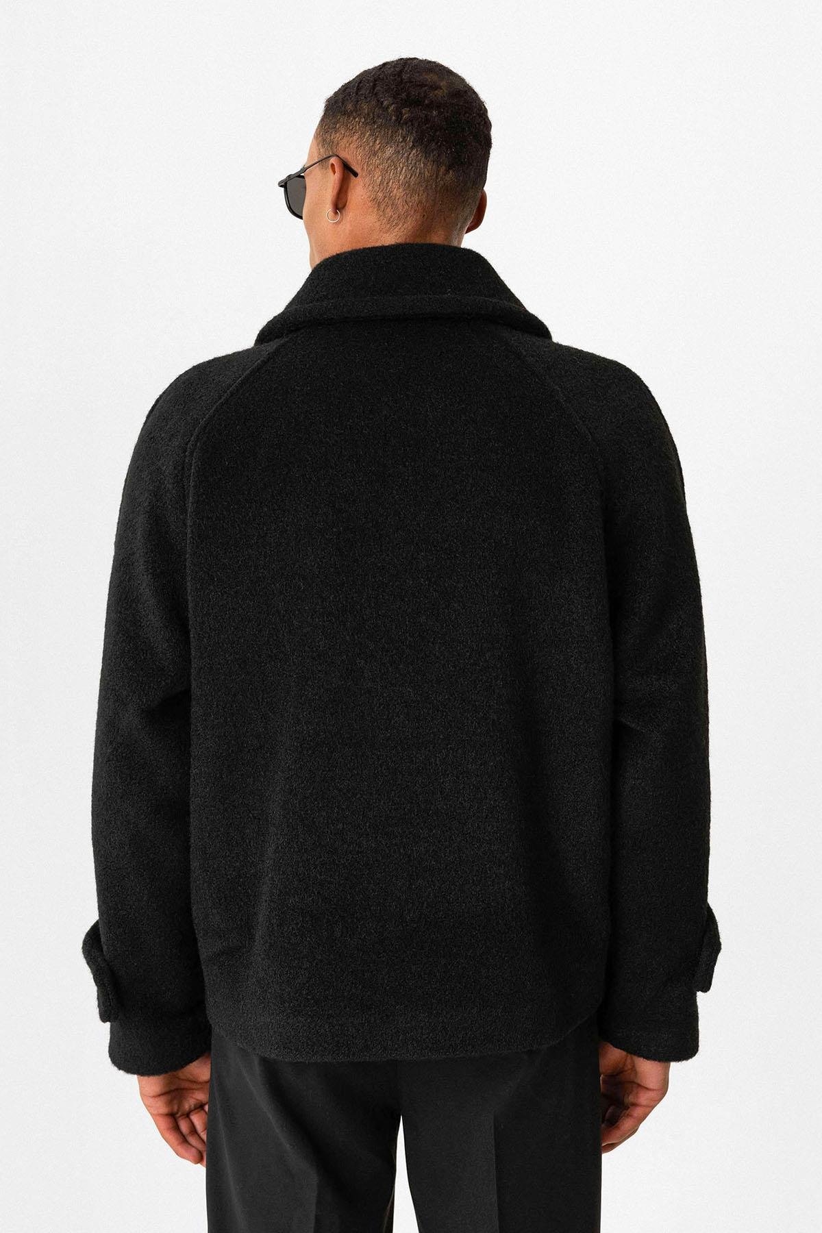 Antioch Siyah Kruvaze Crop Fit Erkek Mont