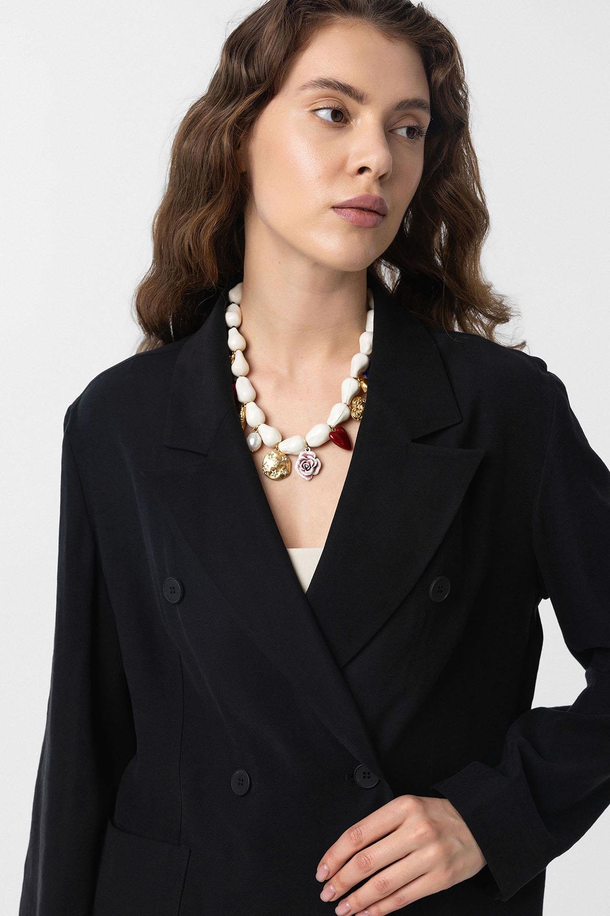 Antioch Siyah Kruvaze Kadın Blazer Ceket