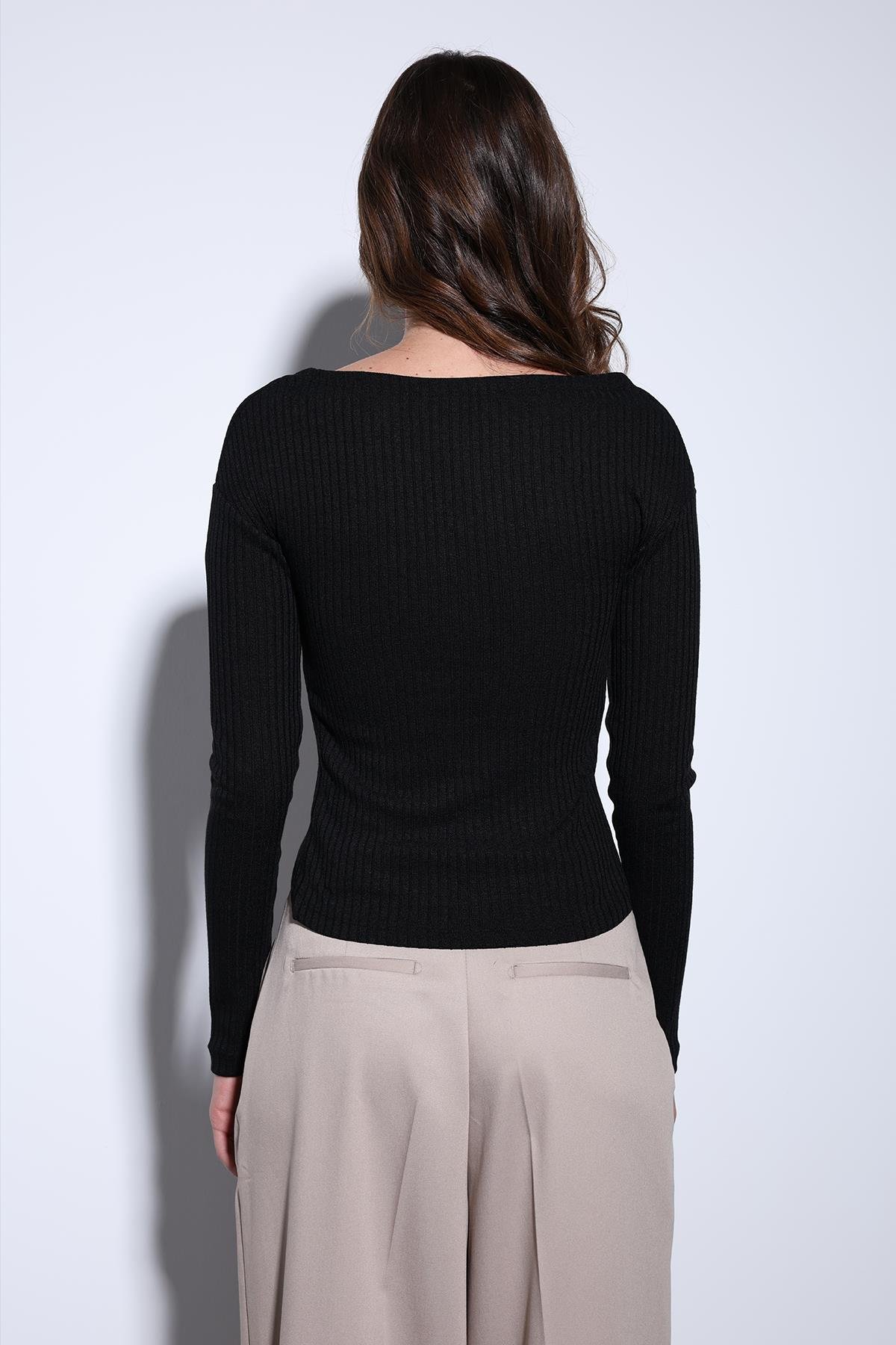 Antioch Siyah Kruvaze Kadın Bluz