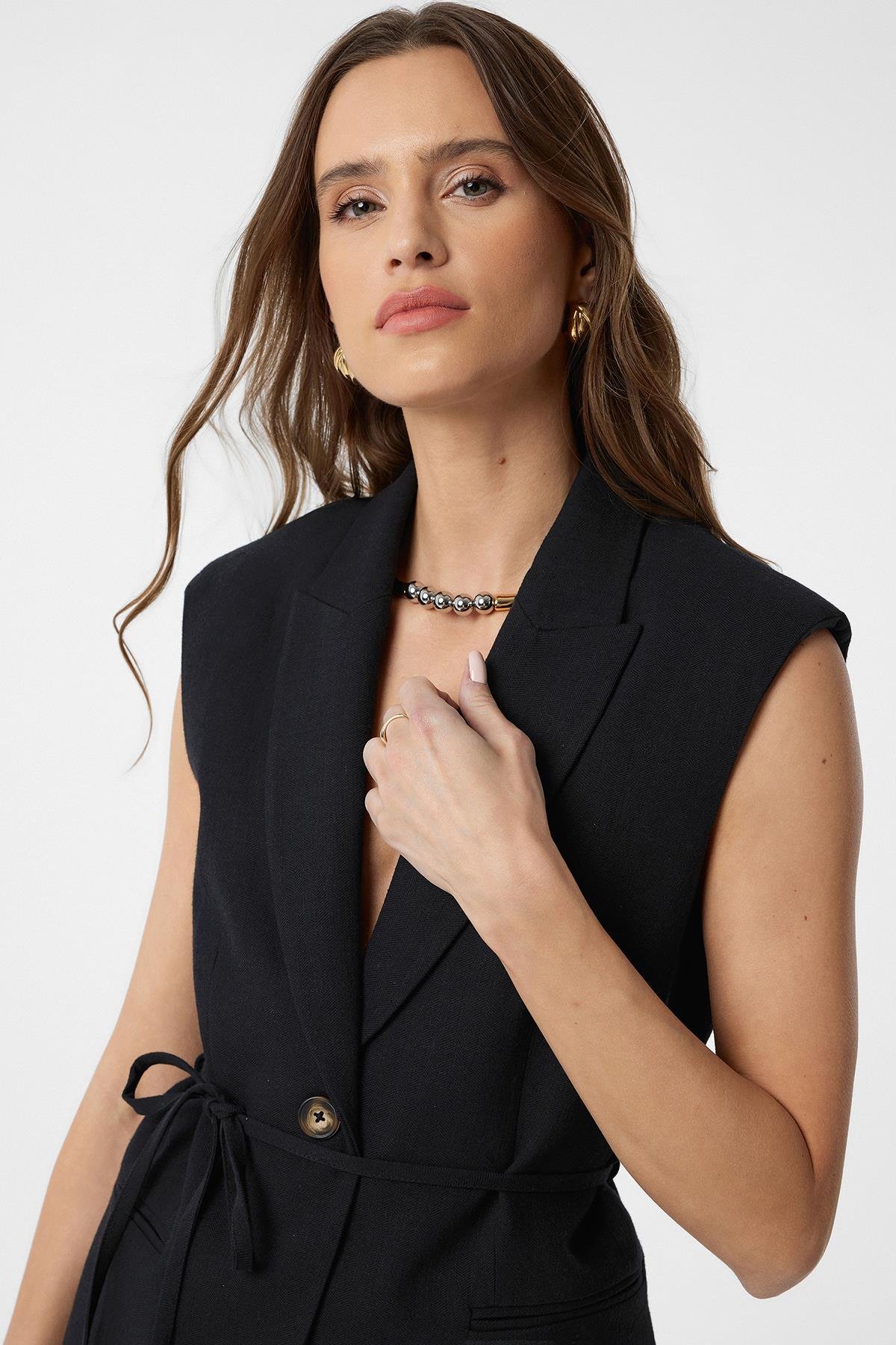 Antioch Siyah Kuşaklı Kadın Yelek