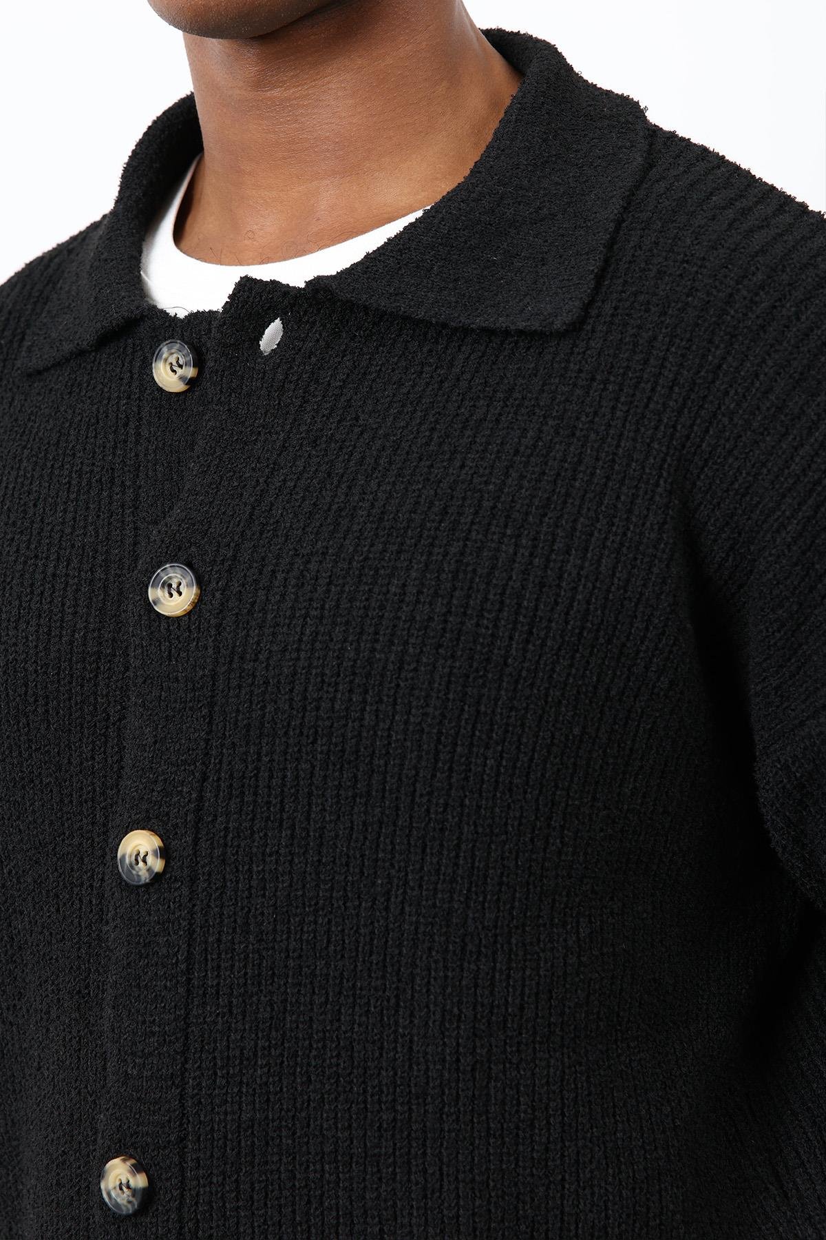 Antioch Siyah Örme Triko Erkek Hırka