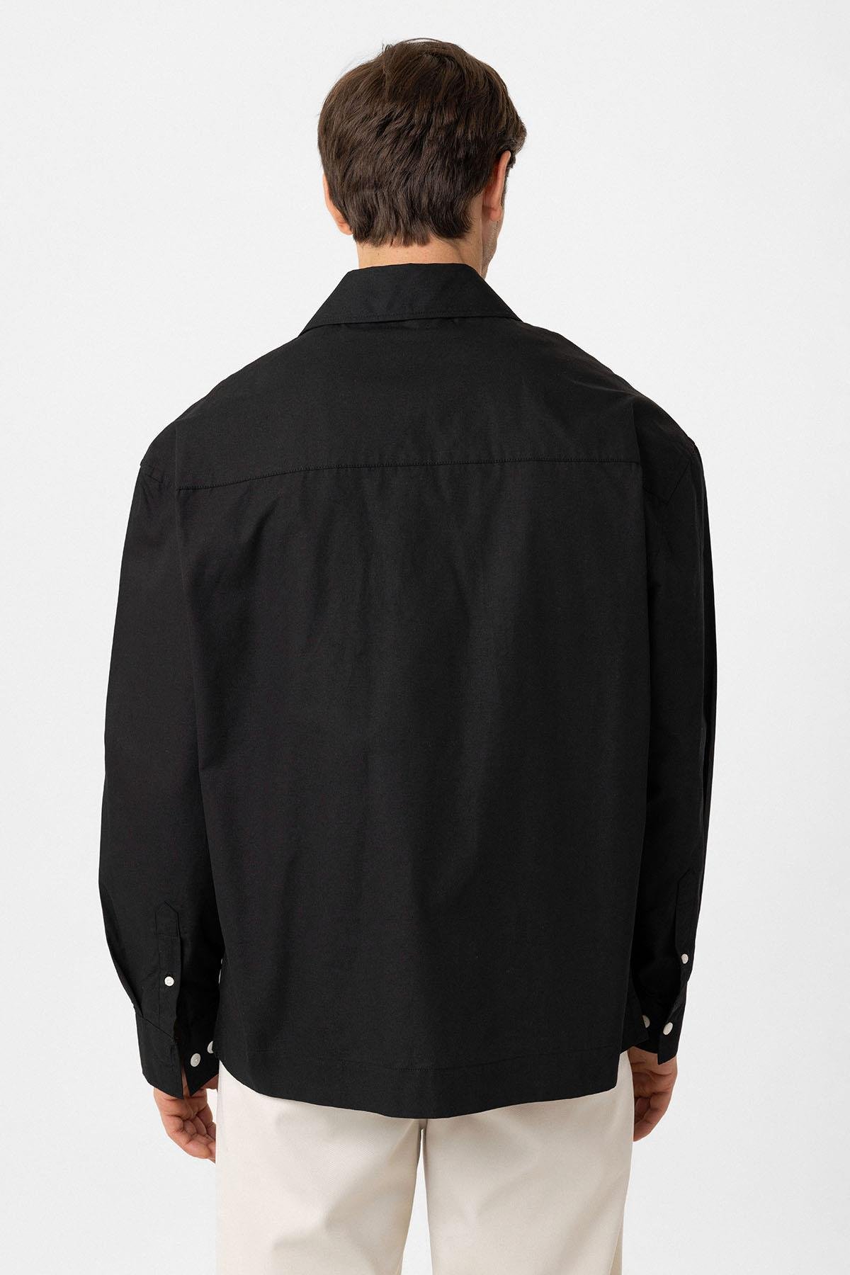 Antioch Siyah Pamuklu Relaxed Erkek Gömlek