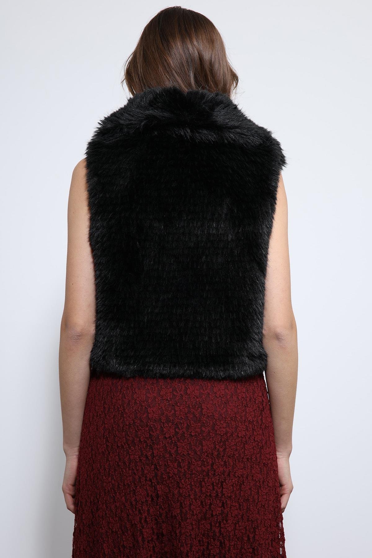 Antioch Siyah Peluş Görünümlü Yelek