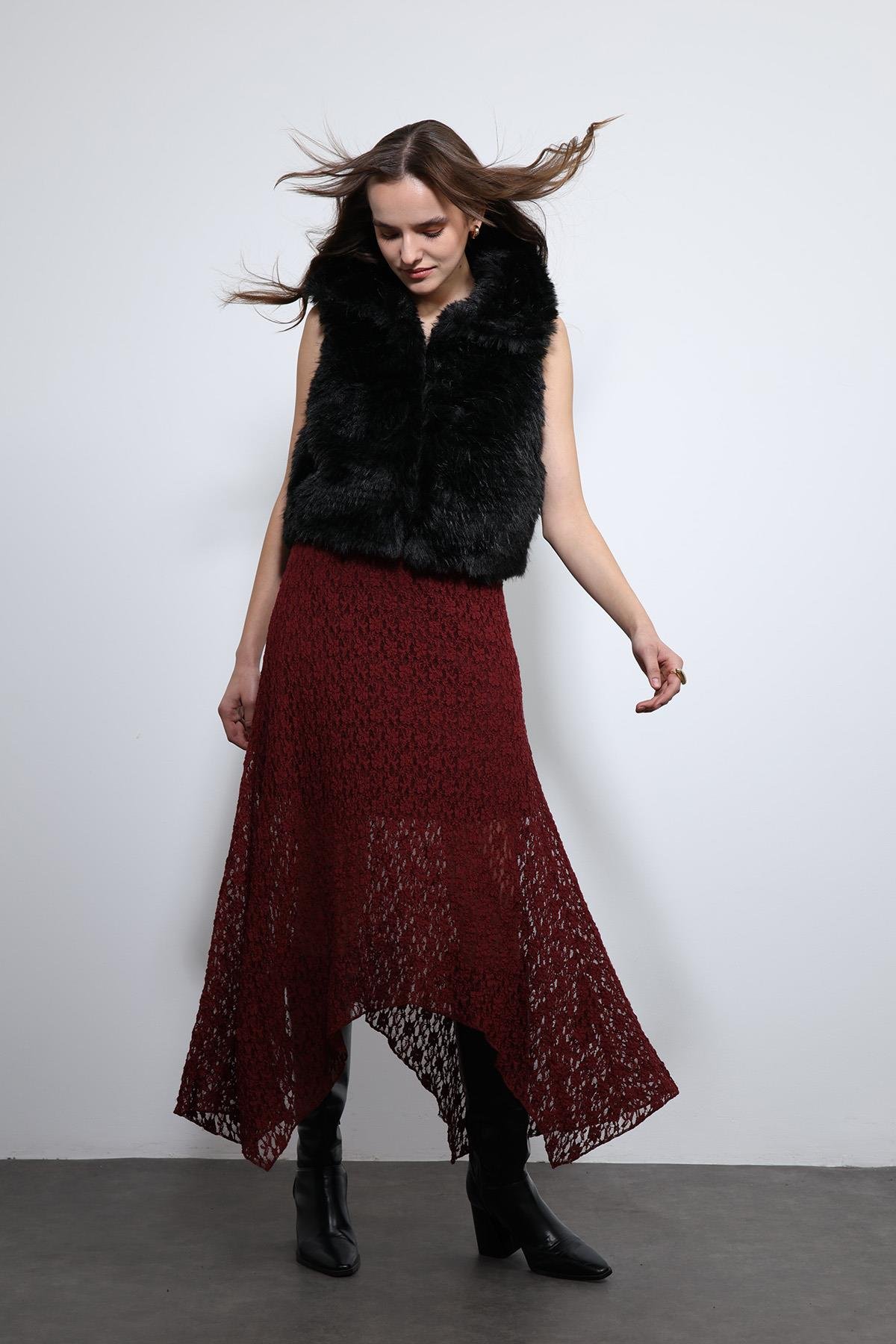 Antioch Siyah Peluş Görünümlü Yelek